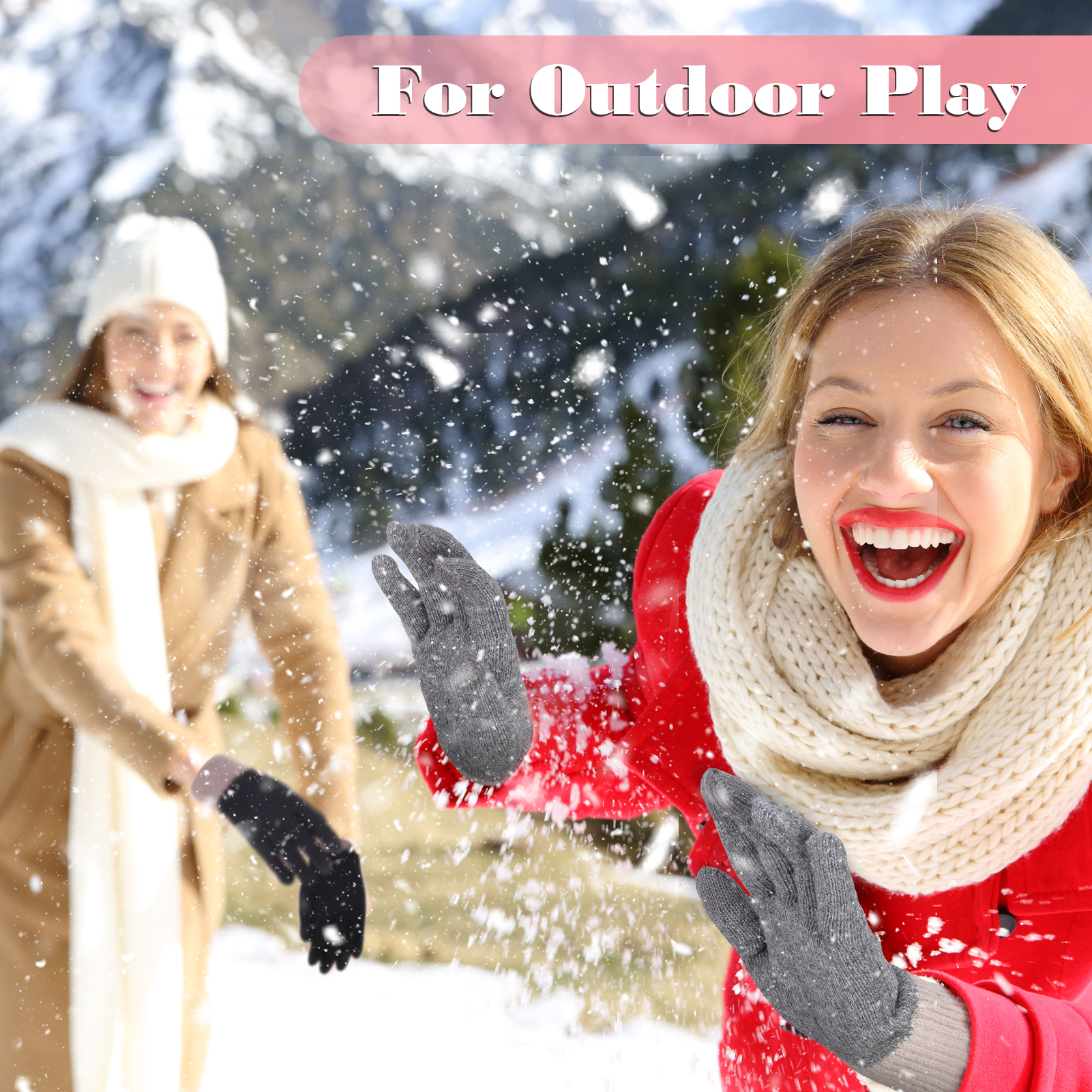 Armscye 3 Pairs Women Gloves, Winter Touch Screen Gloves, Warm Fleece Lined Knit Gloves, Elastic Cuff Winter Texting Gloves, Knitted Gloves for Running Driving Cycling Climbing