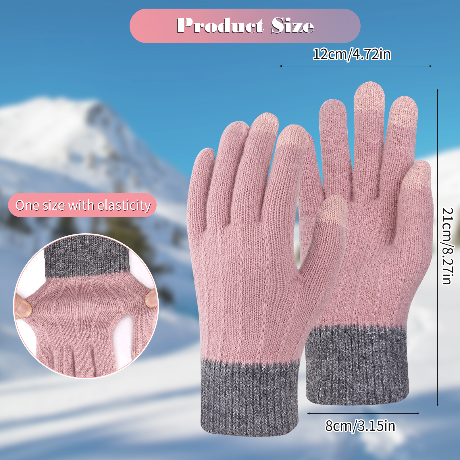 Armscye 3 Pairs Women Gloves, Winter Touch Screen Gloves, Warm Fleece Lined Knit Gloves, Elastic Cuff Winter Texting Gloves, Knitted Gloves for Running Driving Cycling Climbing