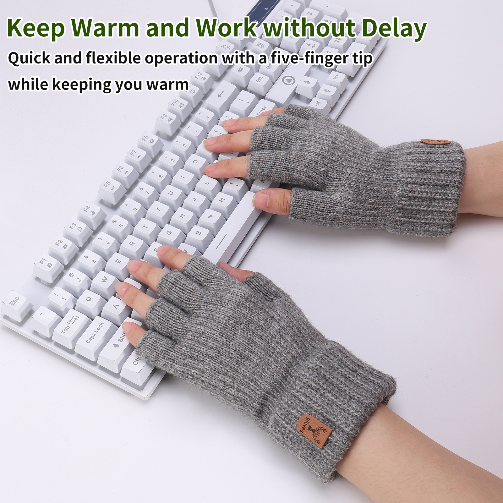 Armscye 3 Pairs Fingerless Gloves for Men Women, Half Finger Gloves, Uniseex Winter Warm Knitted Gloves for Working Running Biking Driving