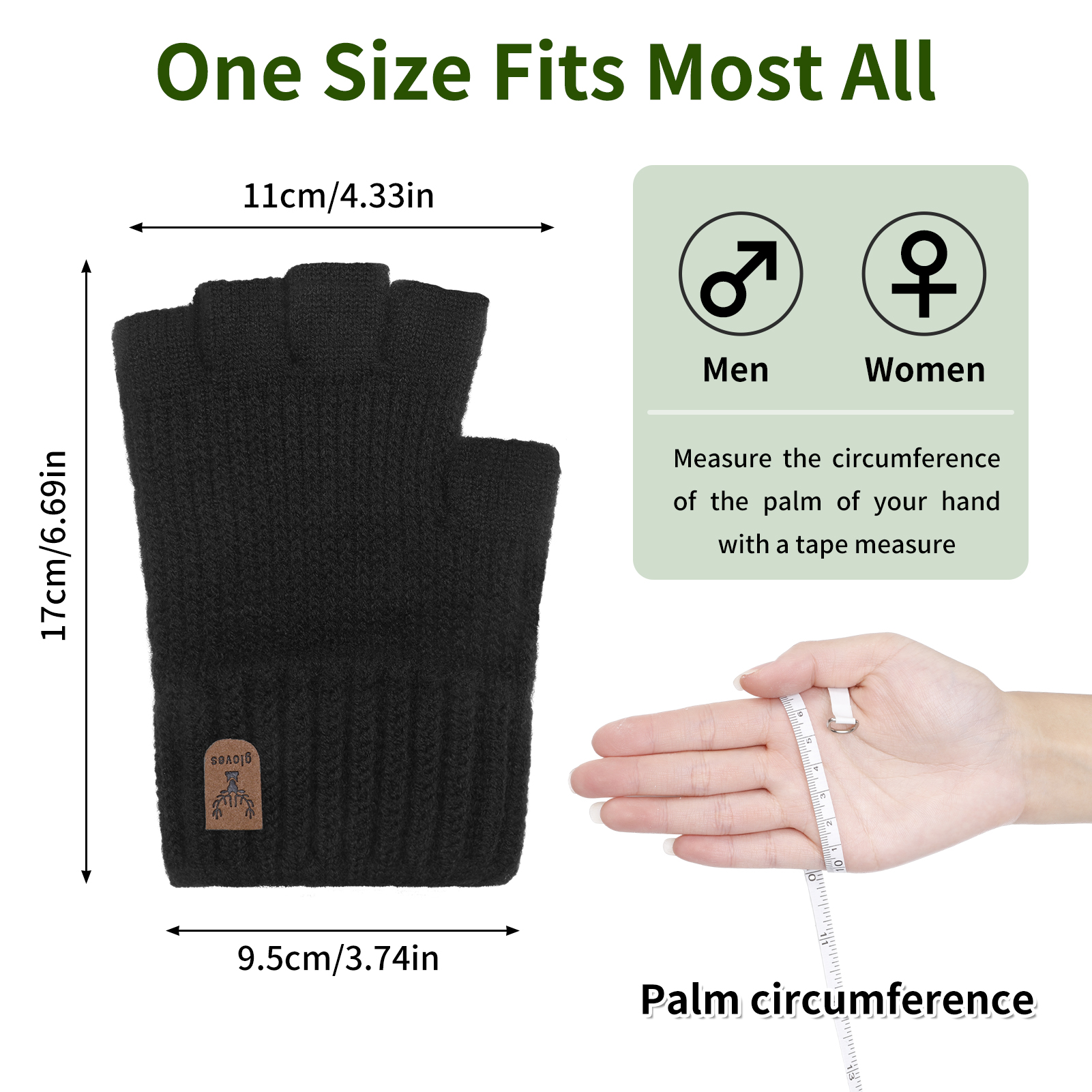 Armscye 3 Pairs Fingerless Gloves for Men Women, Half Finger Gloves, Uniseex Winter Warm Knitted Gloves for Working Running Biking Driving