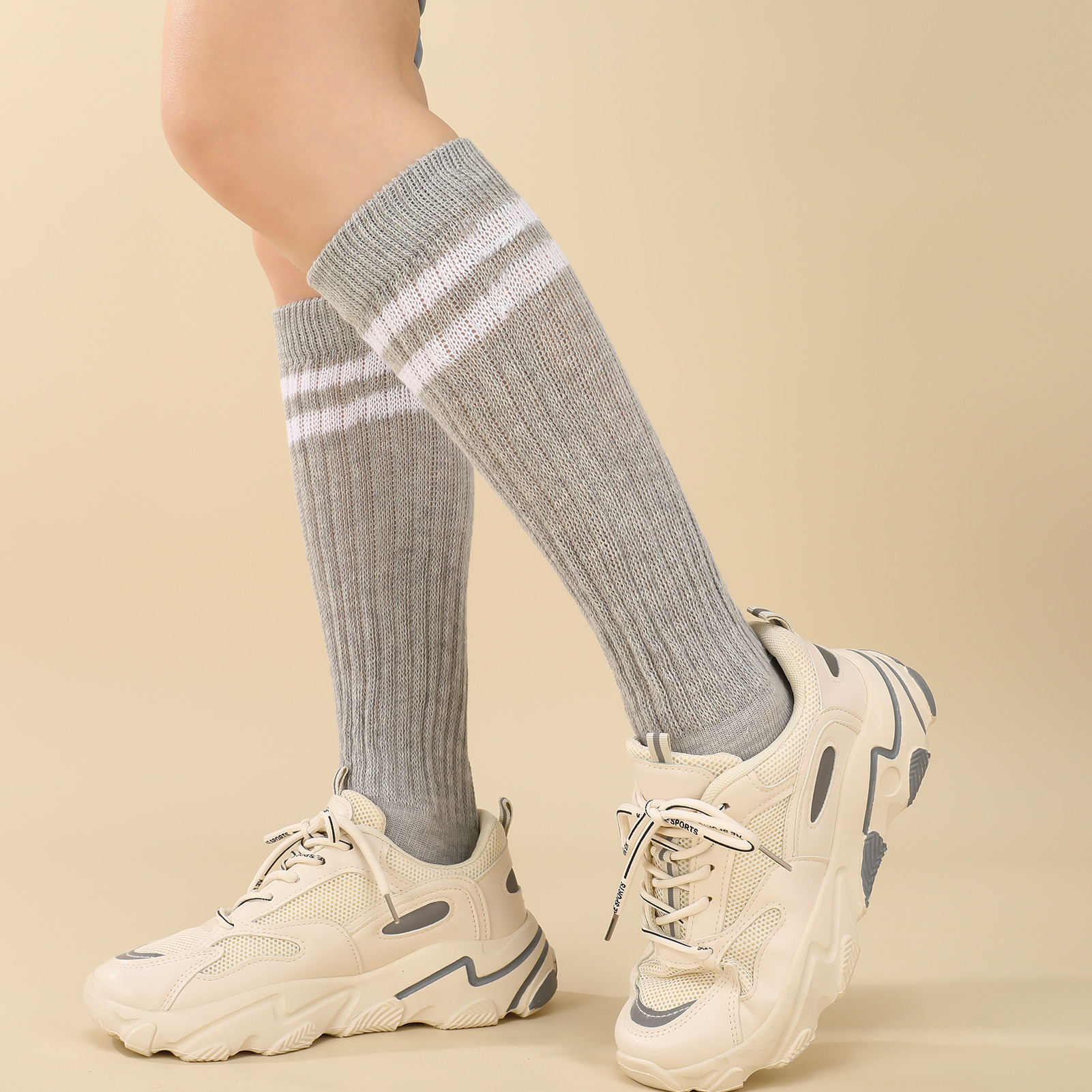 Armscye 3 Pairs Slouch Socks for Women, Soft Extra Long Scrunch Knee High Sock, Knitted Sock Cotton Scrunchie Socks For Women Cotton Wear at any Length Sock, Size 9 to 11