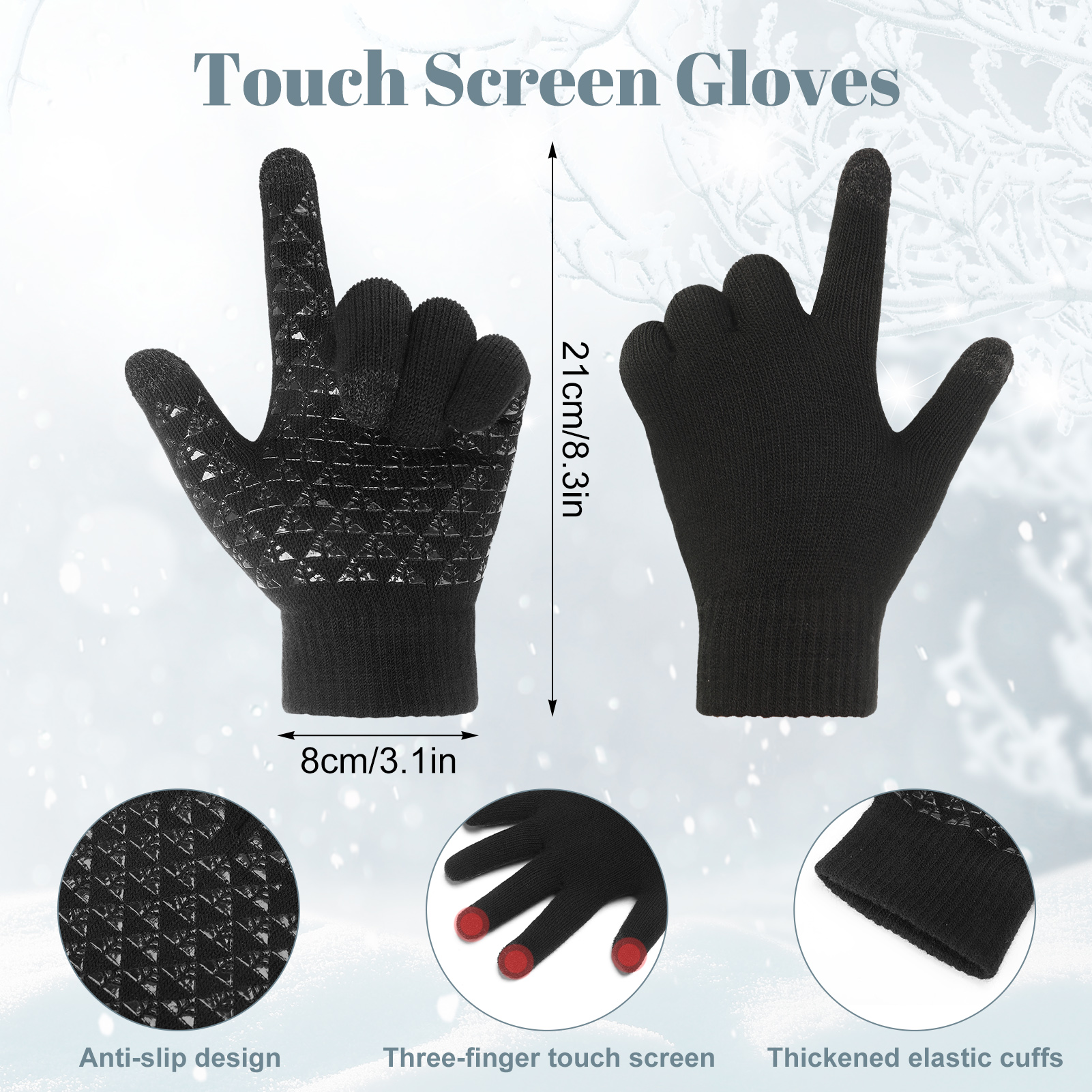 Bocaoying 5 Pcs Winter Hat Scarf Gloves Set, Winter Fleece Lined Beanie Hat Scarf Sock Touchscreen Gloves Set for Men Women