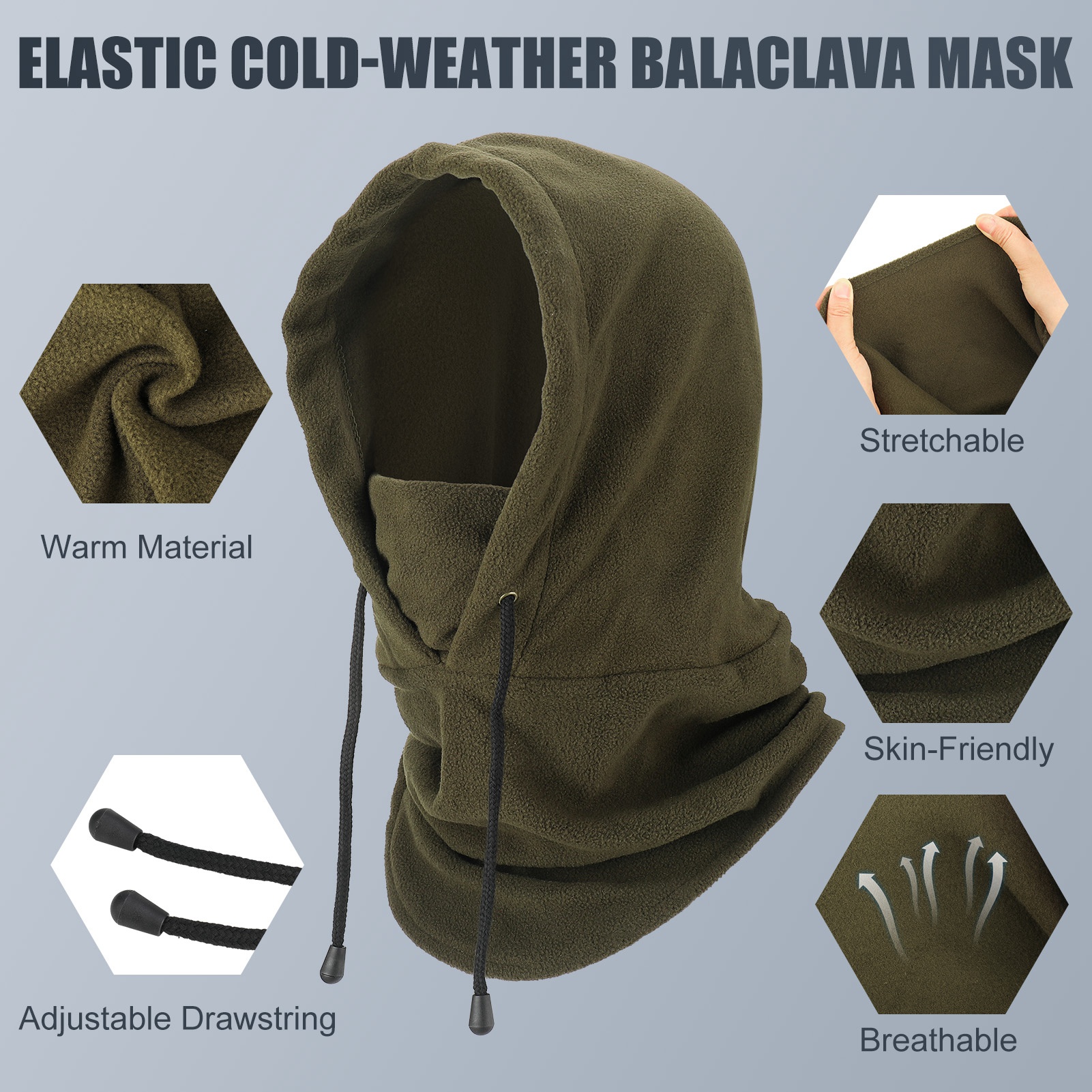 Bocaoying 2 Pcs Balaclava for Women Men, Unisex Ski Mask, Windproof Thermal Face Mask, Cold Weather Neck Warmer, Winter Hat with Mask and Drawstring for Ski Cycling Commuting and More