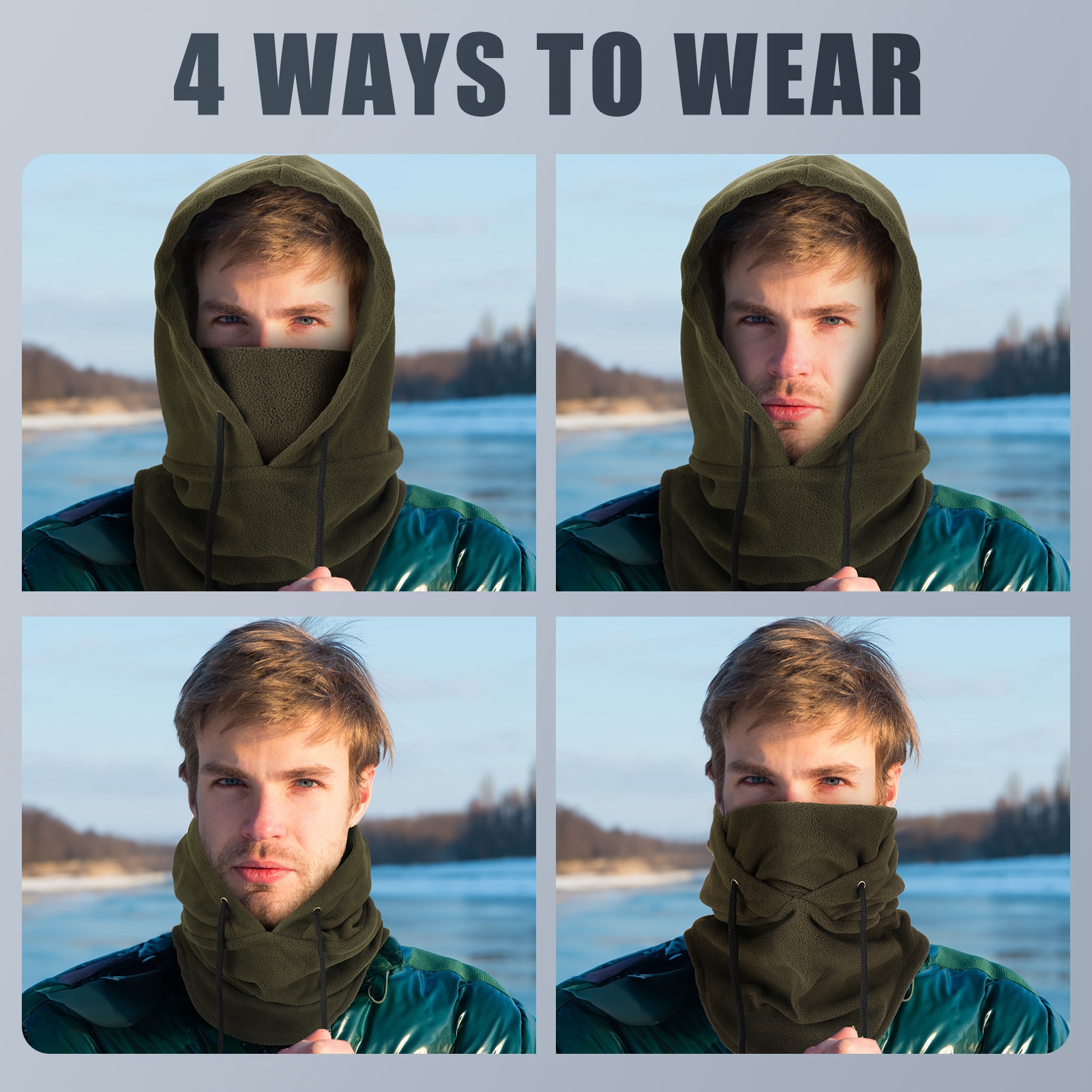 Bocaoying 2 Pcs Balaclava for Women Men, Unisex Ski Mask, Windproof Thermal Face Mask, Cold Weather Neck Warmer, Winter Hat with Mask and Drawstring for Ski Cycling Commuting and More