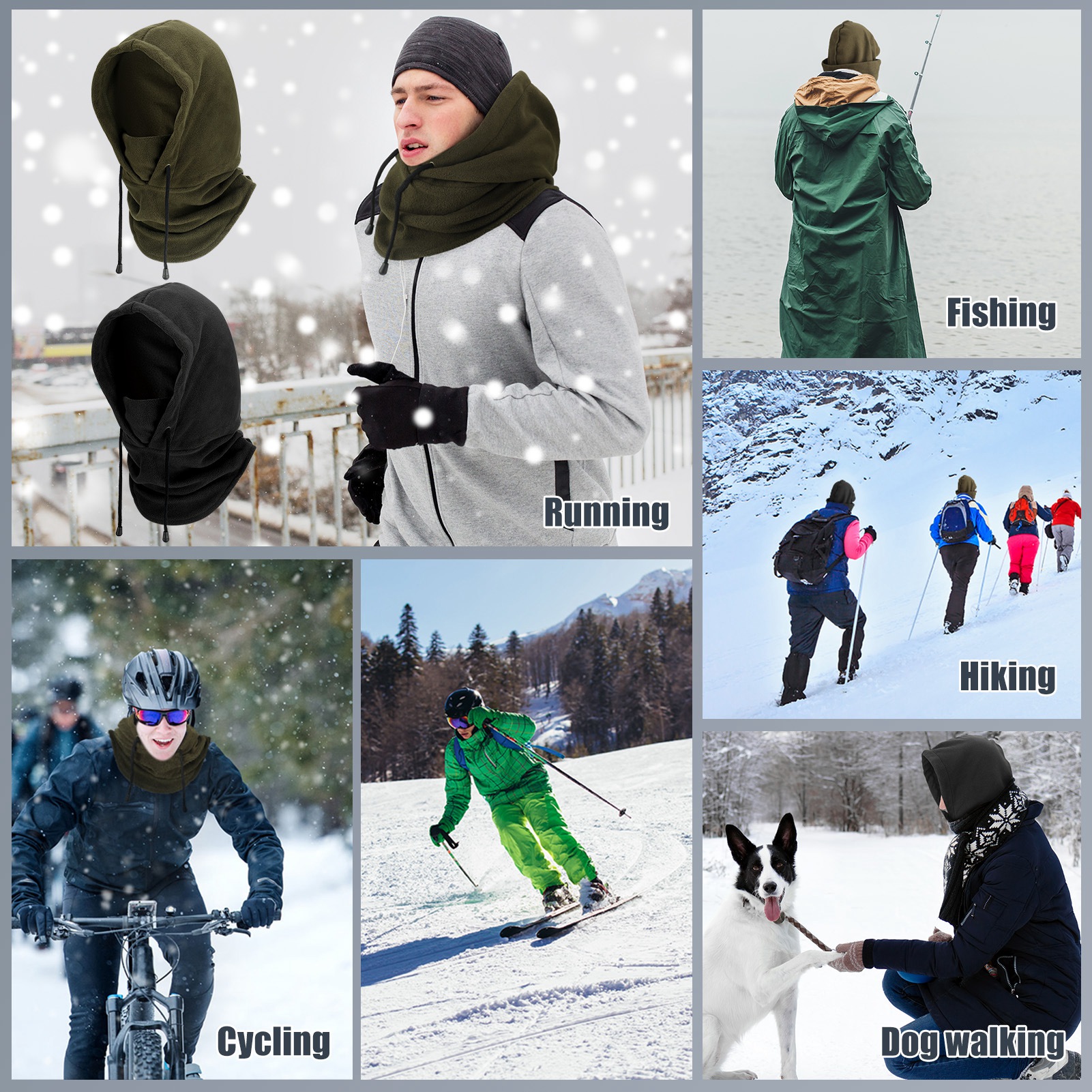 Bocaoying 2 Pcs Balaclava for Women Men, Unisex Ski Mask, Windproof Thermal Face Mask, Cold Weather Neck Warmer, Winter Hat with Mask and Drawstring for Ski Cycling Commuting and More