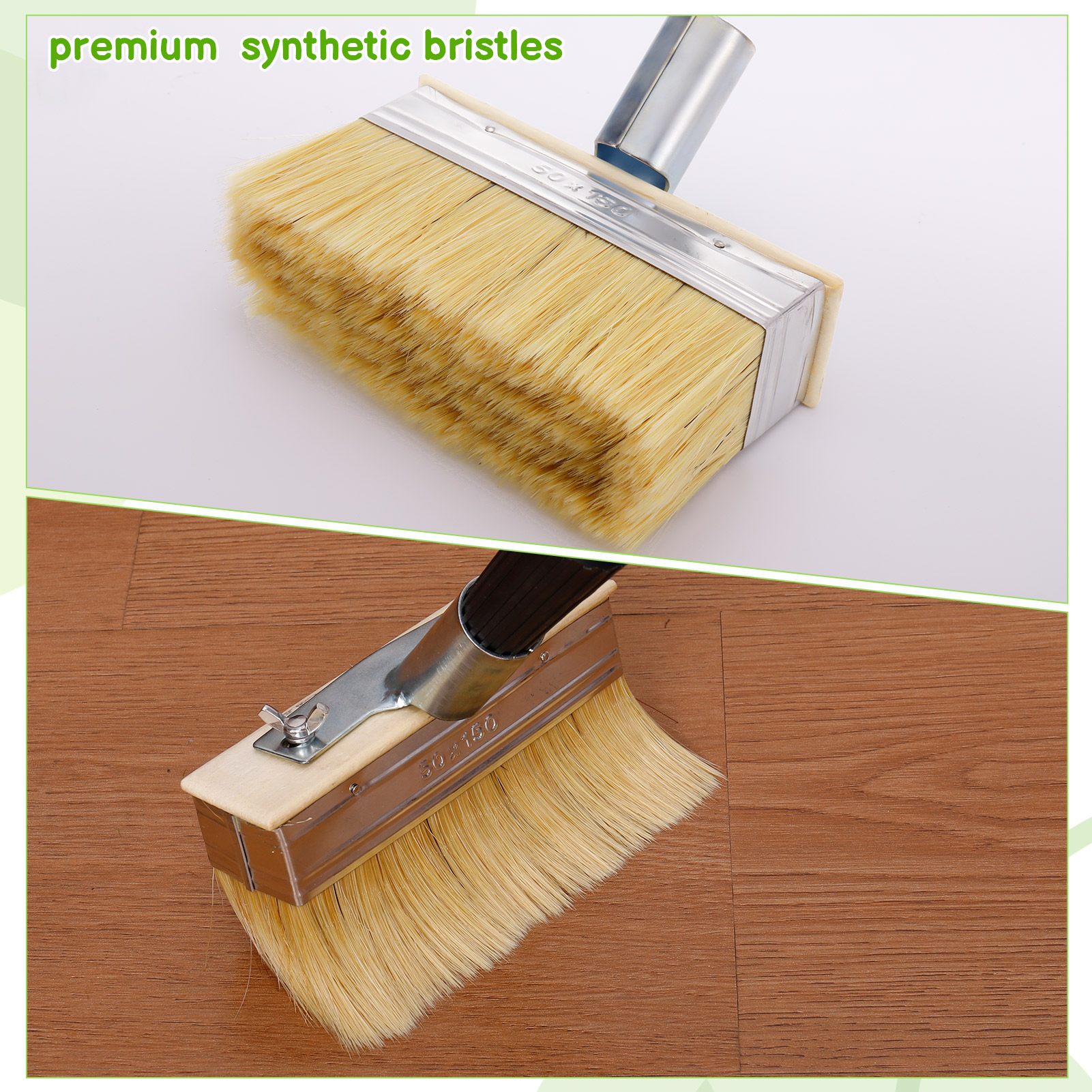 Armscye 6 Pcs Deck Stain Brush Set, Deck Stain Applicator with 60" Long Handle for Woodstains, Oils, Deck Coatings, Fence Wall Furniture