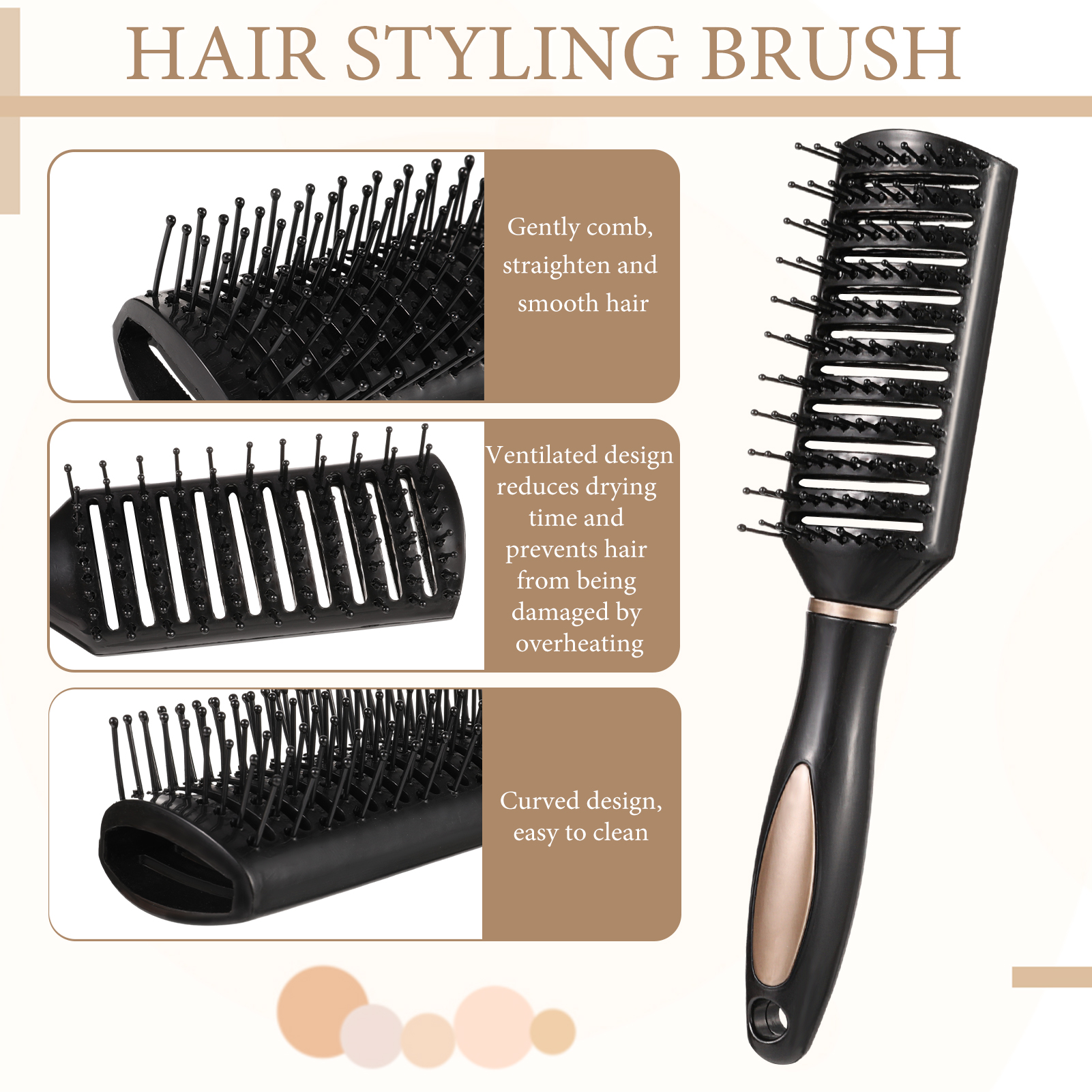 Abaima 8 Pcs Detangling Styling Hair Comb Set-Round&Detangling Brushes with Spray Bottle for Wet/Dry Hair-Styling Kit for Curly/Straight Hair,Home&Salon Use