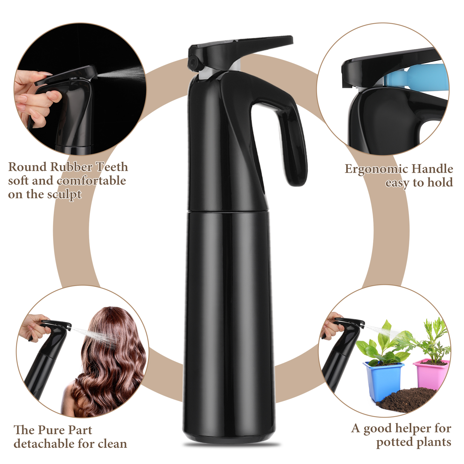 Abaima 8 Pcs Detangling Styling Hair Comb Set-Round&Detangling Brushes with Spray Bottle for Wet/Dry Hair-Styling Kit for Curly/Straight Hair,Home&Salon Use