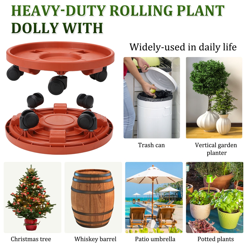topjuju 4Pcs 12 inch Heavy-duty Plant Caddies with Wheels, Plastic Plant Roller Stands, Pot Movers Plant Saucer on Wheels Indoor Outdoor Plant with Casters Planter Tray Coaster