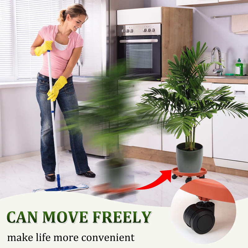 topjuju 4Pcs 12 inch Heavy-duty Plant Caddies with Wheels, Plastic Plant Roller Stands, Pot Movers Plant Saucer on Wheels Indoor Outdoor Plant with Casters Planter Tray Coaster