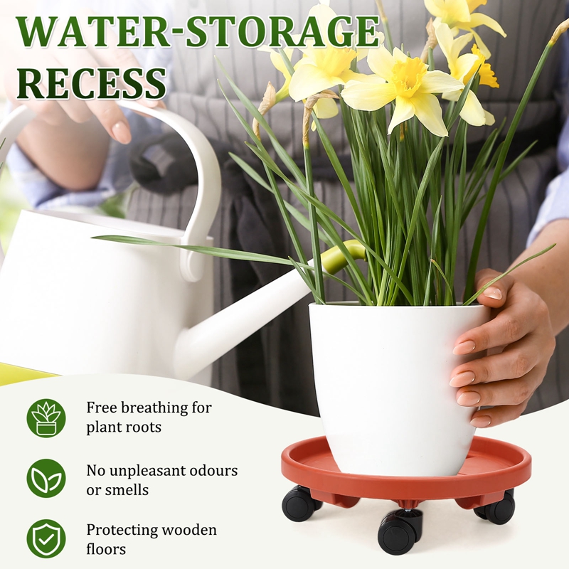 topjuju 4Pcs 12 inch Heavy-duty Plant Caddies with Wheels, Plastic Plant Roller Stands, Pot Movers Plant Saucer on Wheels Indoor Outdoor Plant with Casters Planter Tray Coaster