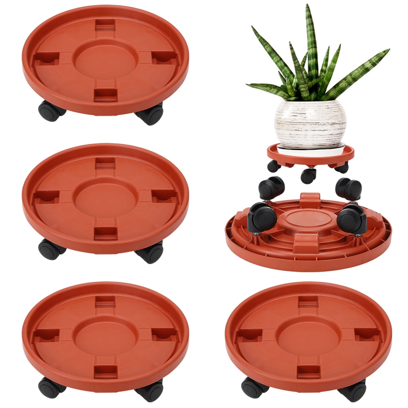 topjuju 4Pcs 12 inch Heavy-duty Plant Caddies with Wheels, Plastic Plant Roller Stands, Pot Movers Plant Saucer on Wheels Indoor Outdoor Plant with Casters Planter Tray Coaster