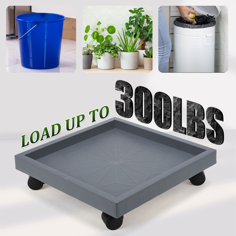 topjuju 2 Pcs Square Plant Caddies, 14 Inch Planter Stand with Wheels, Heavy Duty Coaster Roller Base Tray with Casters, Flower Pot Holder for Indoor Outdoor