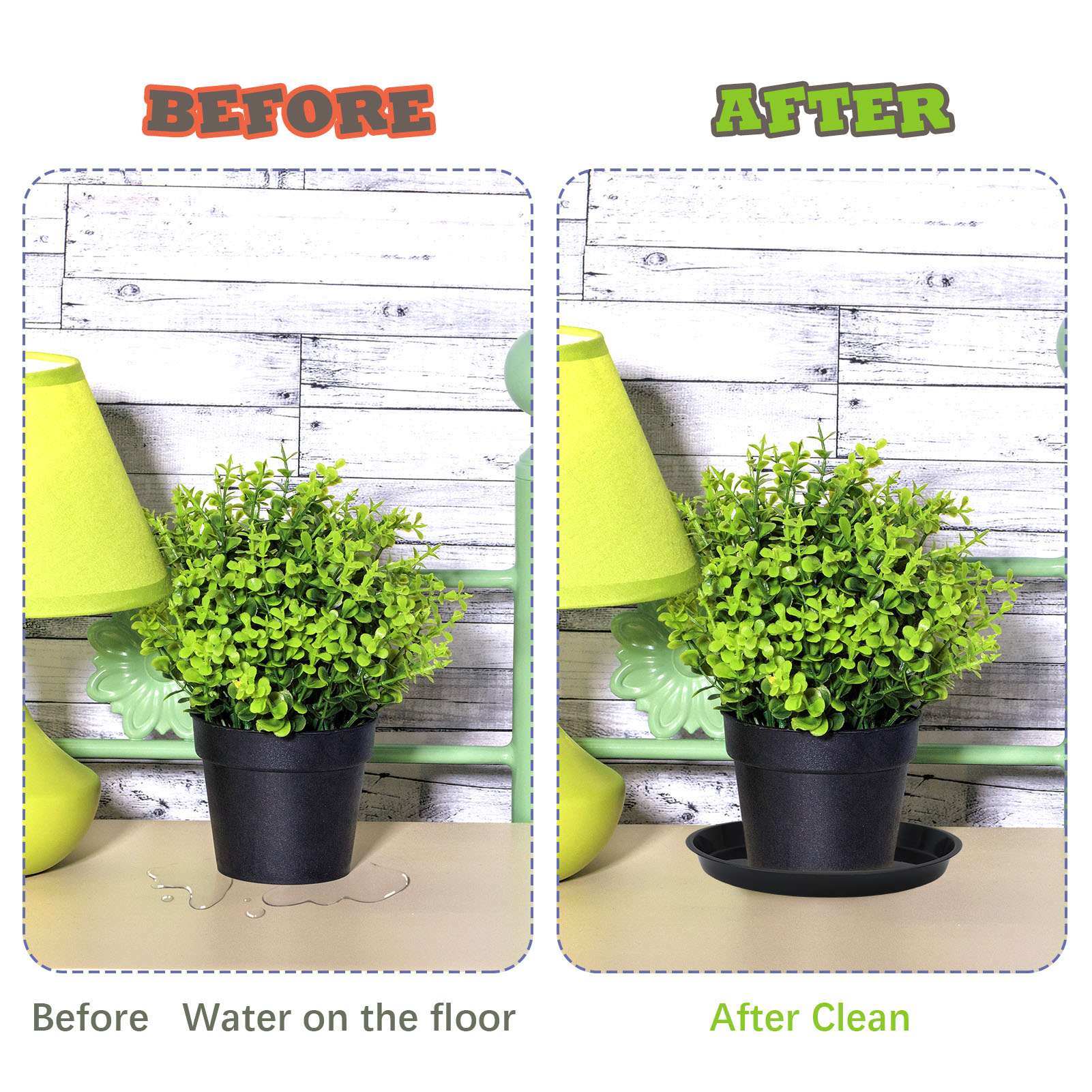 topjuju 15 Pcs Large Plant Saucers, 10/12/14 inches Plastic Plant Trays to Catch Water, Extra Large Plant Saucer with Labels, Heavy Duty Plant Drip Trays for Plant Pots Indoors Outdoors