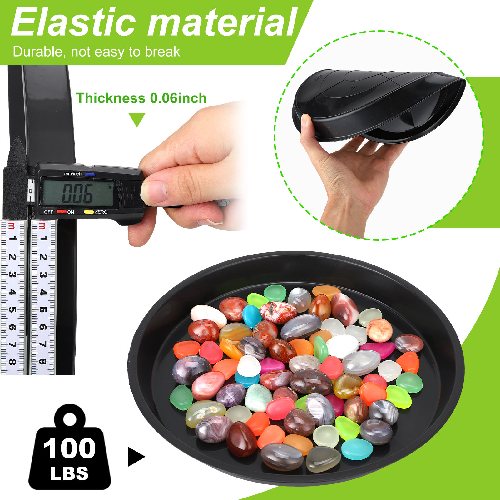 topjuju 15 Pcs Large Plant Saucers, 10/12/14 inches Plastic Plant Trays to Catch Water, Extra Large Plant Saucer with Labels, Heavy Duty Plant Drip Trays for Plant Pots Indoors Outdoors