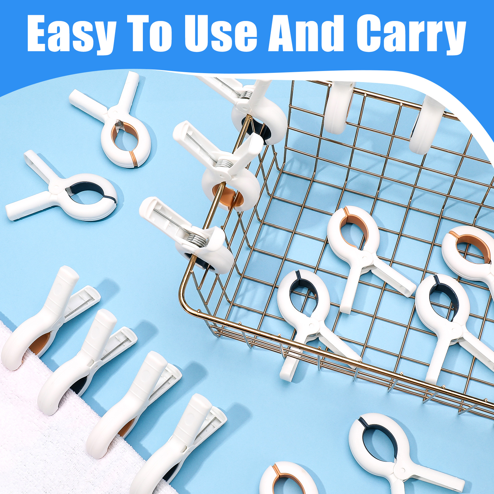 Topekada 20 Pcs Beach Towel Clips, Plastic Clothes Pins, Heavy Duty Clothes Pins for Daily Laundry Room, Towel Holder Clips for Beach Chairs Clothes Pool Boat