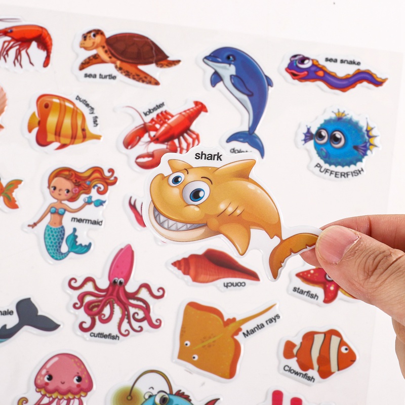 Armscye 6 Set Puffy Sticker Books for Kids 2-4, 3D Reusable Stickers Books for Toddlers 1 2 3 4, Animal+Dinosaurs+Ocean World+Space+Vehicle+Human body structure