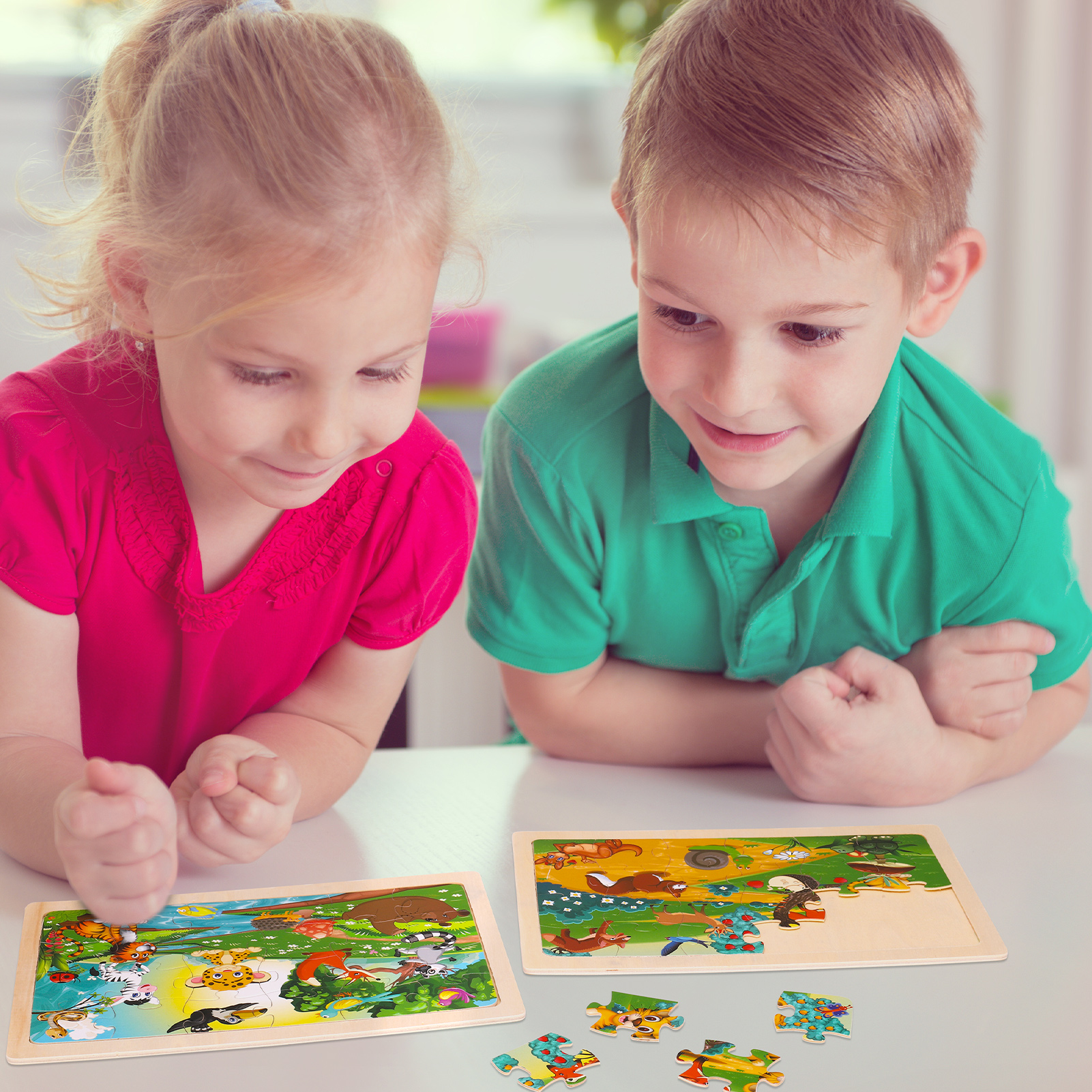 sixwipe 5 Pcs Wooden Puzzles for Kids,Jigsaw Puzzles Preschool Educational Toys Gifts for Children Ages 3-8,Kids Puzzles for 3+ Year Olds Boys Girls,Wood Puzzles Ages 3+