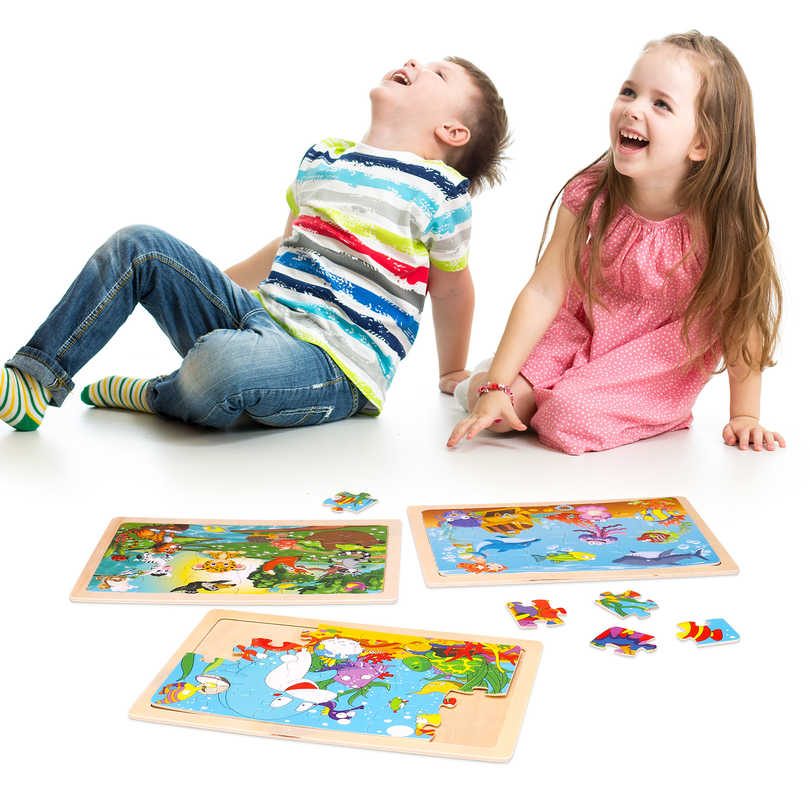 sixwipe 5 Pcs Wooden Puzzles for Kids,Jigsaw Puzzles Preschool Educational Toys Gifts for Children Ages 3-8,Kids Puzzles for 3+ Year Olds Boys Girls,Wood Puzzles Ages 3+