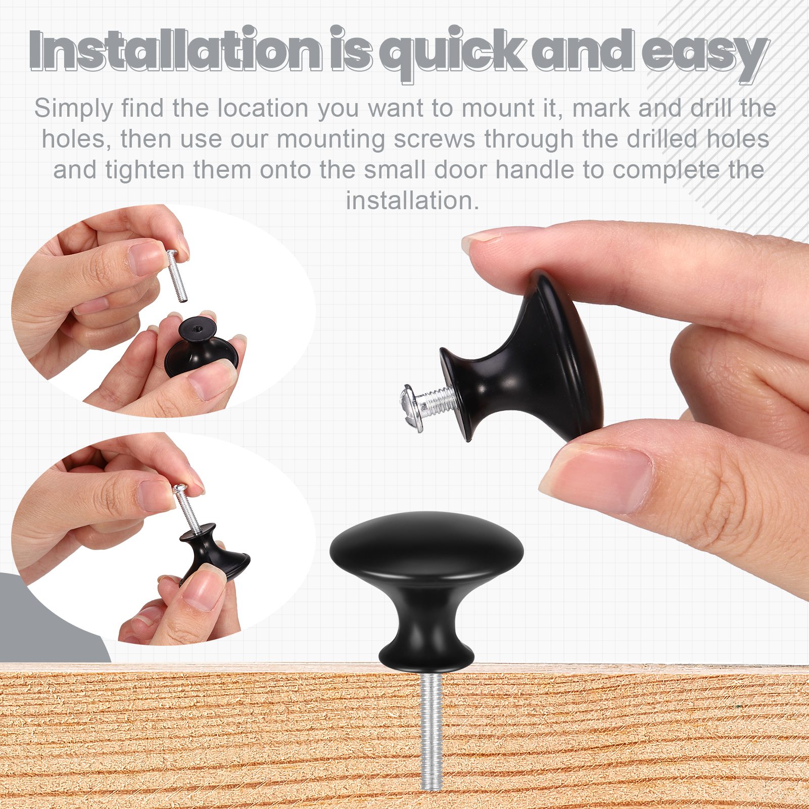 Armscye 20 Pcs Black Cabinet Door Knobs, 30mm Drawer Pulls with Screw, Round Matte Dresser Knobs, Stainless Steel Kitchen Cabinet Handles, Cabinet Hardware for Cupboard Wardrobe