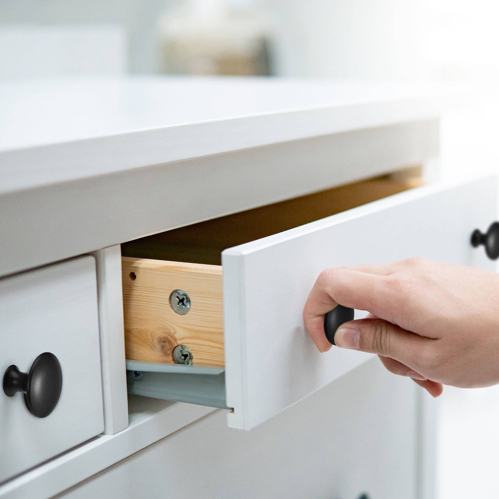 Armscye 20 Pcs Black Cabinet Door Knobs, 30mm Drawer Pulls with Screw, Round Matte Dresser Knobs, Stainless Steel Kitchen Cabinet Handles, Cabinet Hardware for Cupboard Wardrobe