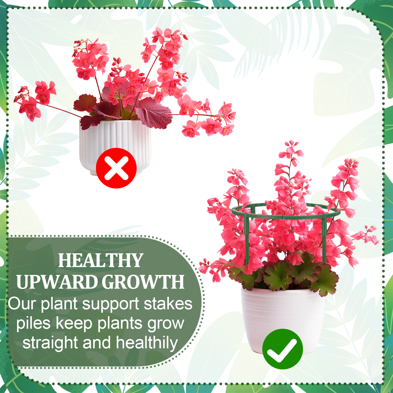 topjuju 36 Pcs Plant Support Stakes, Half Round Plant Support, Stackable Garden Tomato Support, Easy to Install Plant Stakes for Indoor Outdoor Plants Tomato, Monstera, Hydrangea