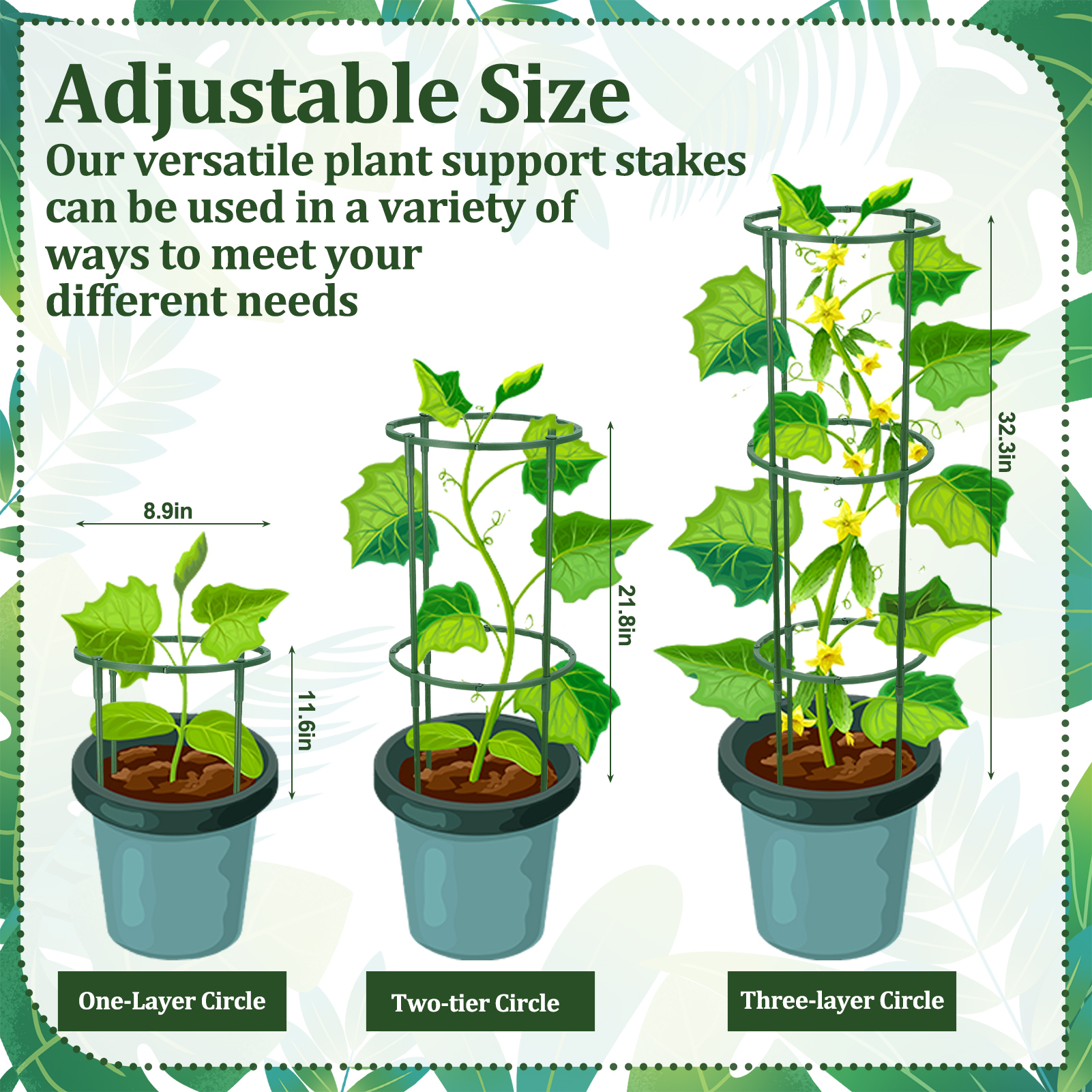 topjuju 36 Pcs Plant Support Stakes, Half Round Plant Support, Stackable Garden Tomato Support, Easy to Install Plant Stakes for Indoor Outdoor Plants Tomato, Monstera, Hydrangea