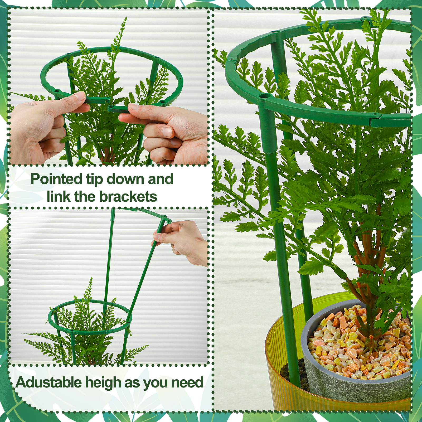 topjuju 36 Pcs Plant Support Stakes, Half Round Plant Support, Stackable Garden Tomato Support, Easy to Install Plant Stakes for Indoor Outdoor Plants Tomato, Monstera, Hydrangea