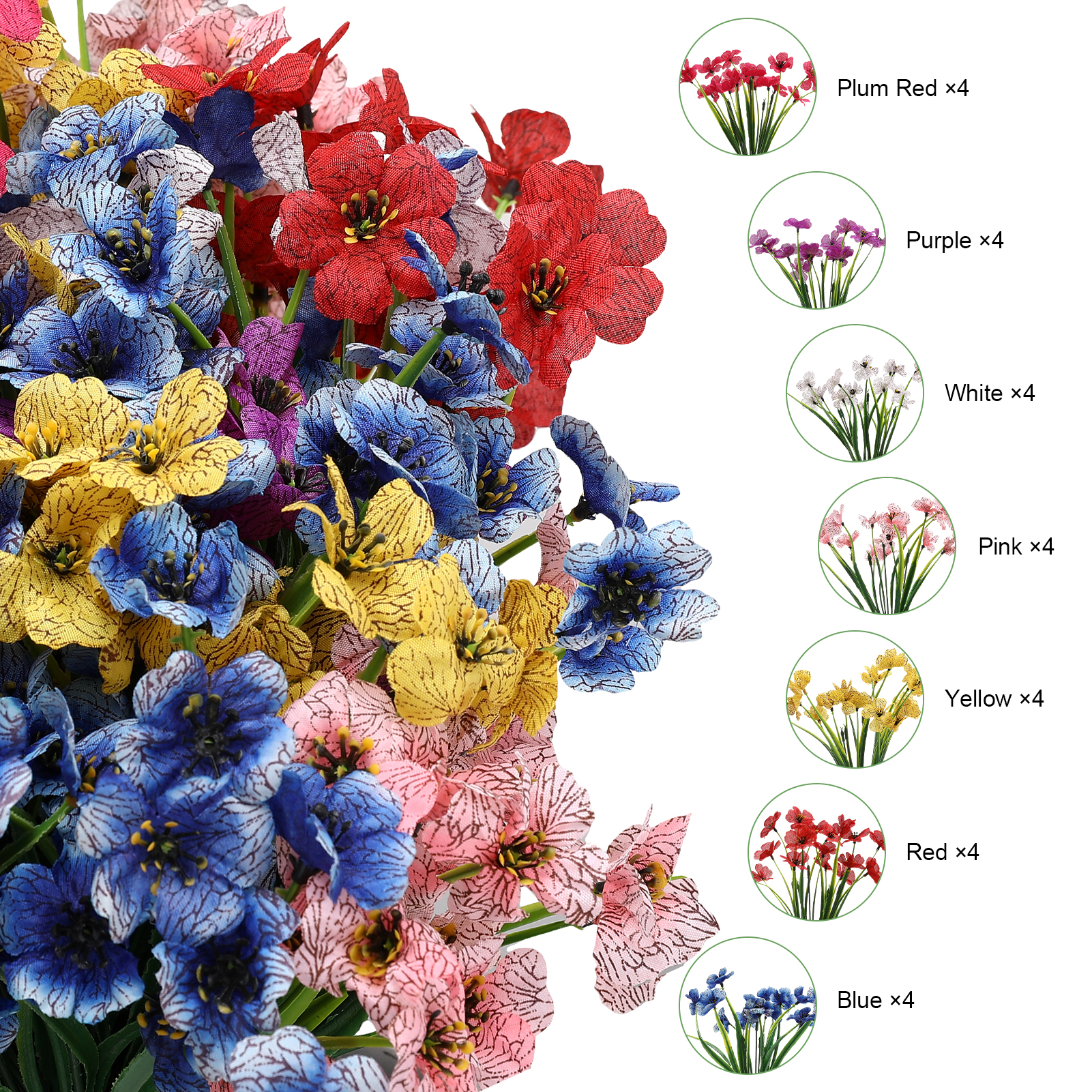Armscye 28 Bundles Artificial Flowers for Outdoor, Not Fade Fake Plastic Flowers, Faux Plants for Decoration,Hanging Planters Indoor, Outside Garden, Window, Home, Wedding, Farmhouse