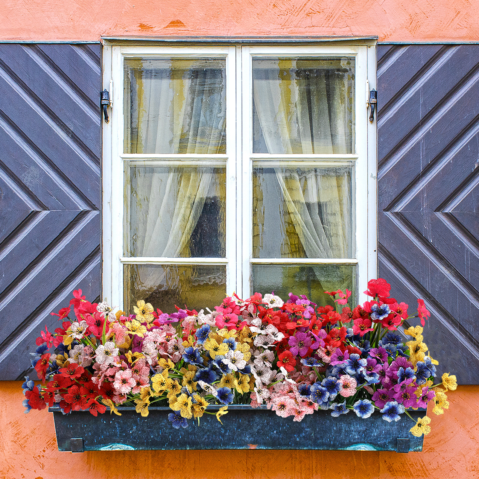 Armscye 28 Bundles Artificial Flowers for Outdoor, Not Fade Fake Plastic Flowers, Faux Plants for Decoration,Hanging Planters Indoor, Outside Garden, Window, Home, Wedding, Farmhouse