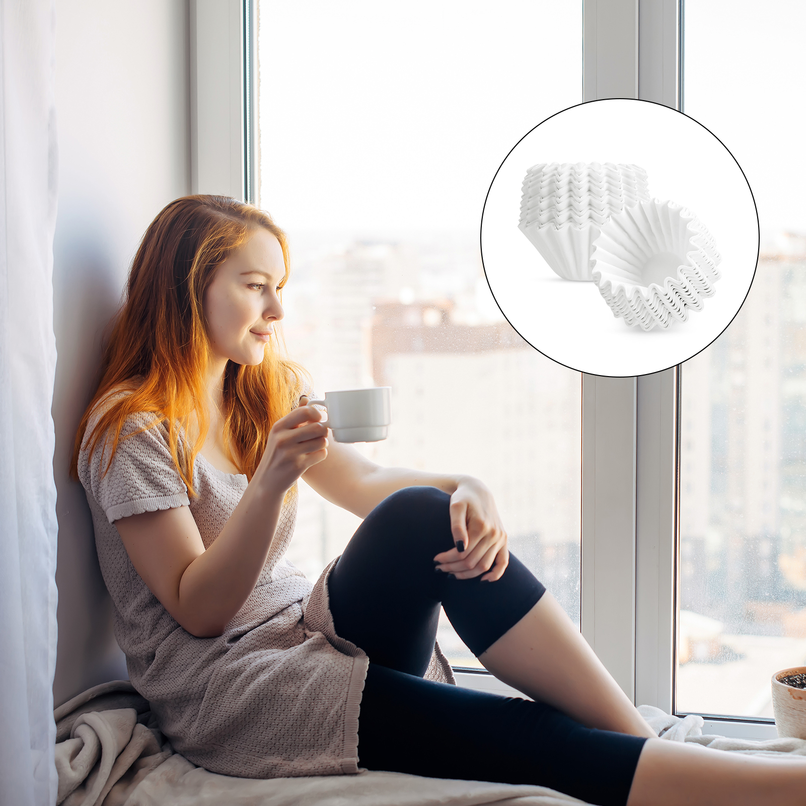 AOWOO 1-2 Cup Basket Coffee Filters, 300 Count Disposable Small Coffee Filter Paper, Compatible with Kalita Wave Dripper 155 Series, Single Serve Coffee Pot, Pour Over and Drip Coffee Maker