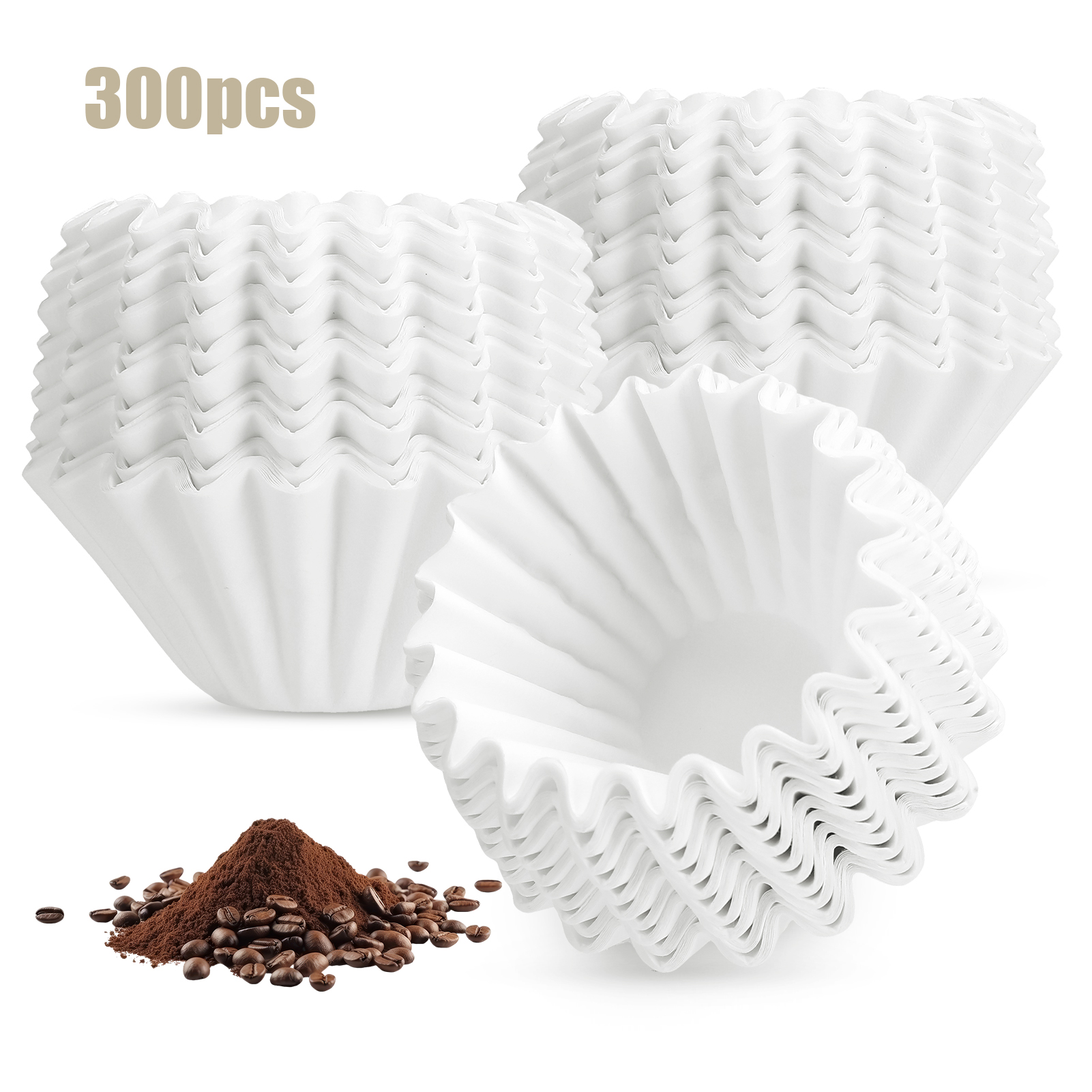 AOWOO 1-2 Cup Basket Coffee Filters, 300 Count Disposable Small Coffee Filter Paper, Compatible with Kalita Wave Dripper 155 Series, Single Serve Coffee Pot, Pour Over and Drip Coffee Maker