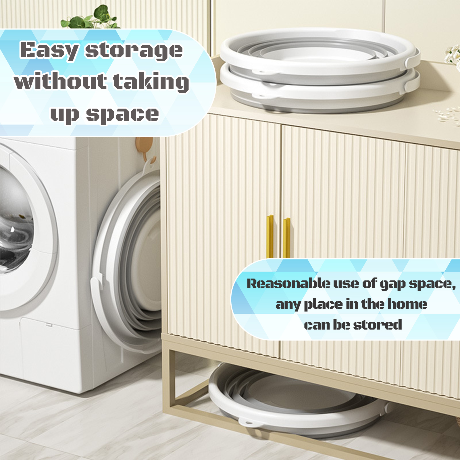 Armscye 2 pack Collapsible Buckets, 2.6 Gallon (10L) Cleaning Bucket Mop Buckets for Household, Collapsible Bucket with Handle, Essential for RV, Garden Cleaning, Car Washing, Fishing, Easy Storage