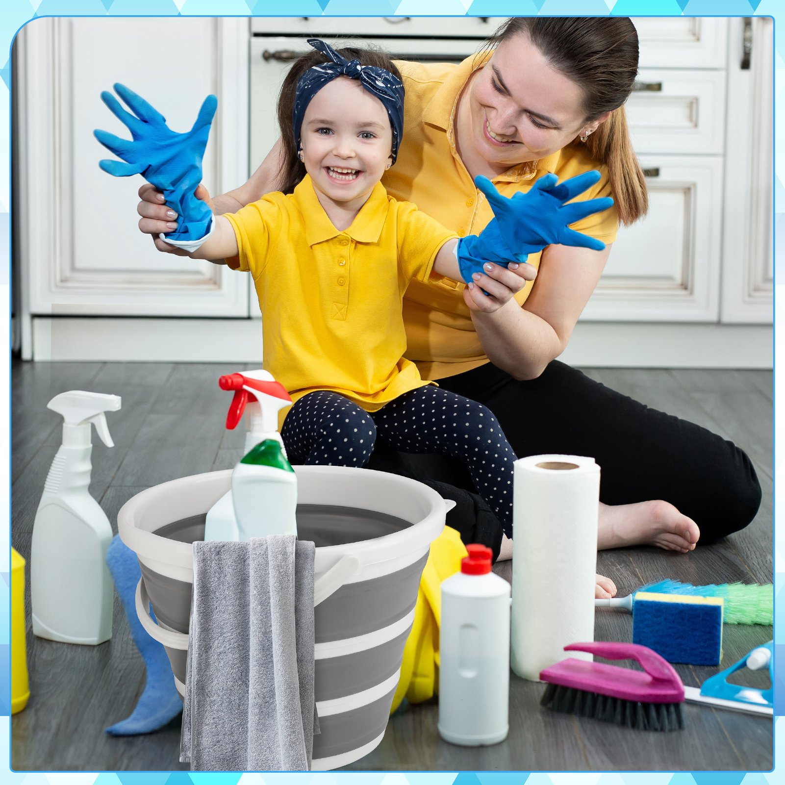 Armscye 2 pack Collapsible Buckets, 2.6 Gallon (10L) Cleaning Bucket Mop Buckets for Household, Collapsible Bucket with Handle, Essential for RV, Garden Cleaning, Car Washing, Fishing, Easy Storage