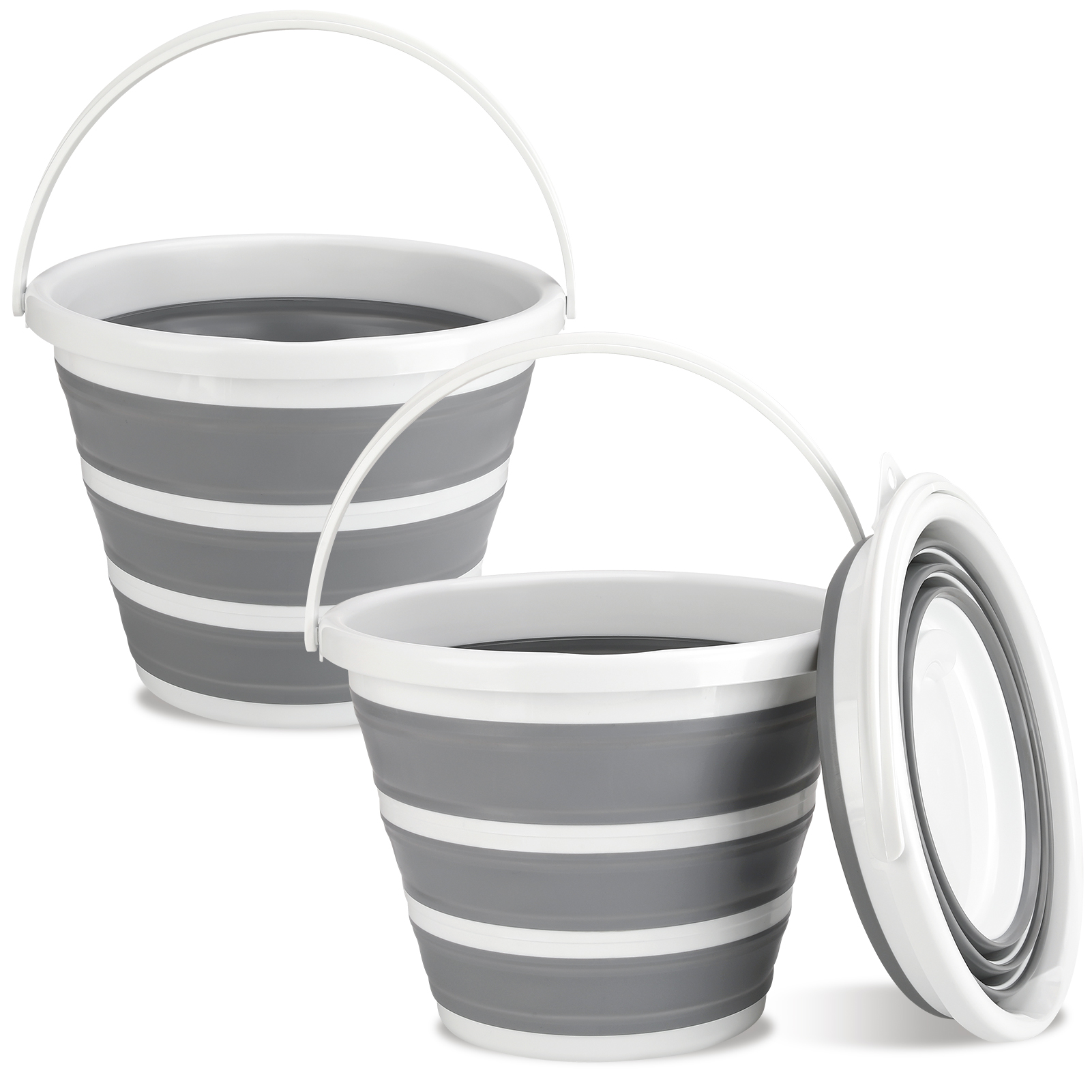 Armscye 2 pack Collapsible Buckets, 2.6 Gallon (10L) Cleaning Bucket Mop Buckets for Household, Collapsible Bucket with Handle, Essential for RV, Garden Cleaning, Car Washing, Fishing, Easy Storage