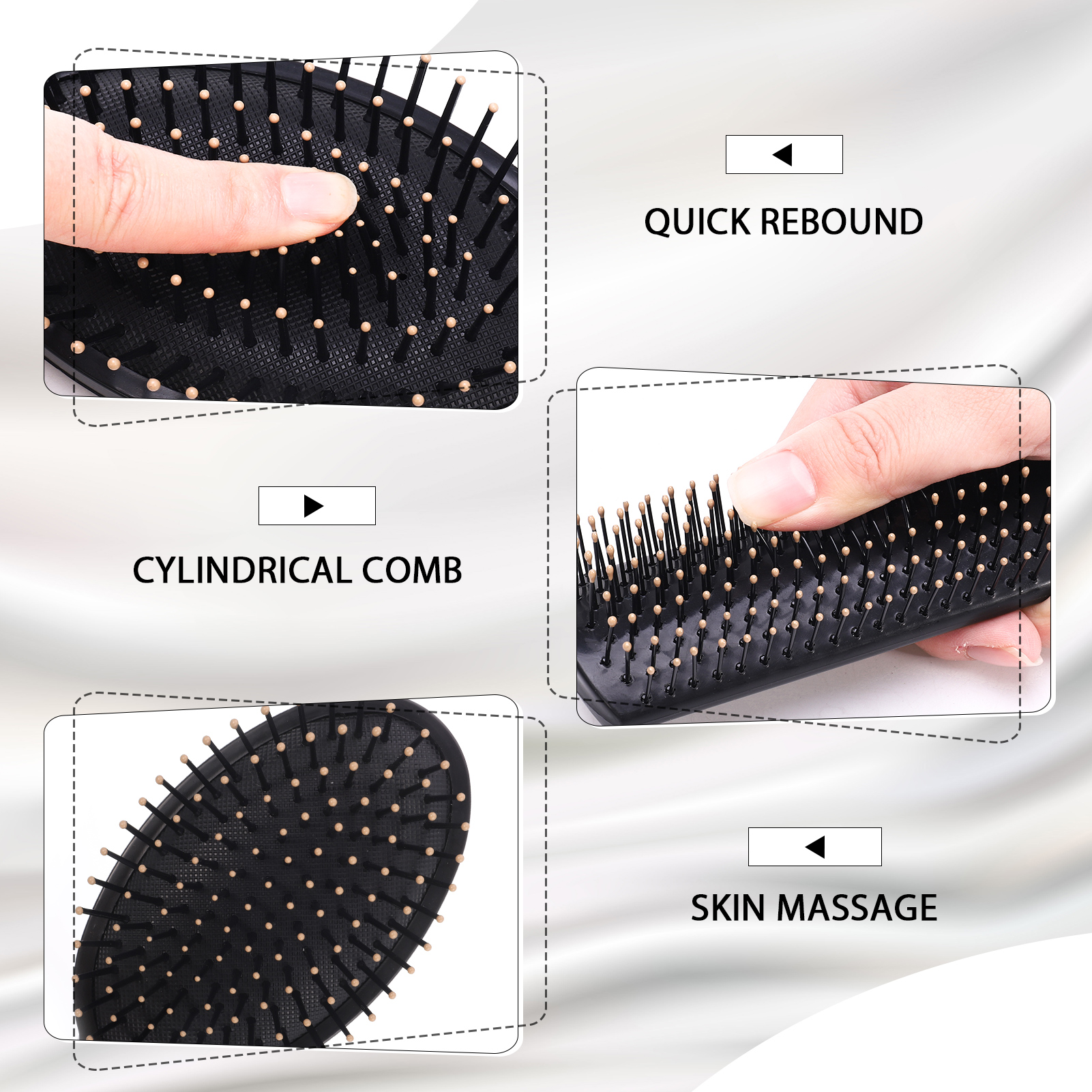 Abaima 7 Piece Styling Comb Set, Paddle Detangling Hairbrush Massage Roller Black Styling Hair Comb, Suitable for Straight Hair, Curly Hair, and All Hairstyles