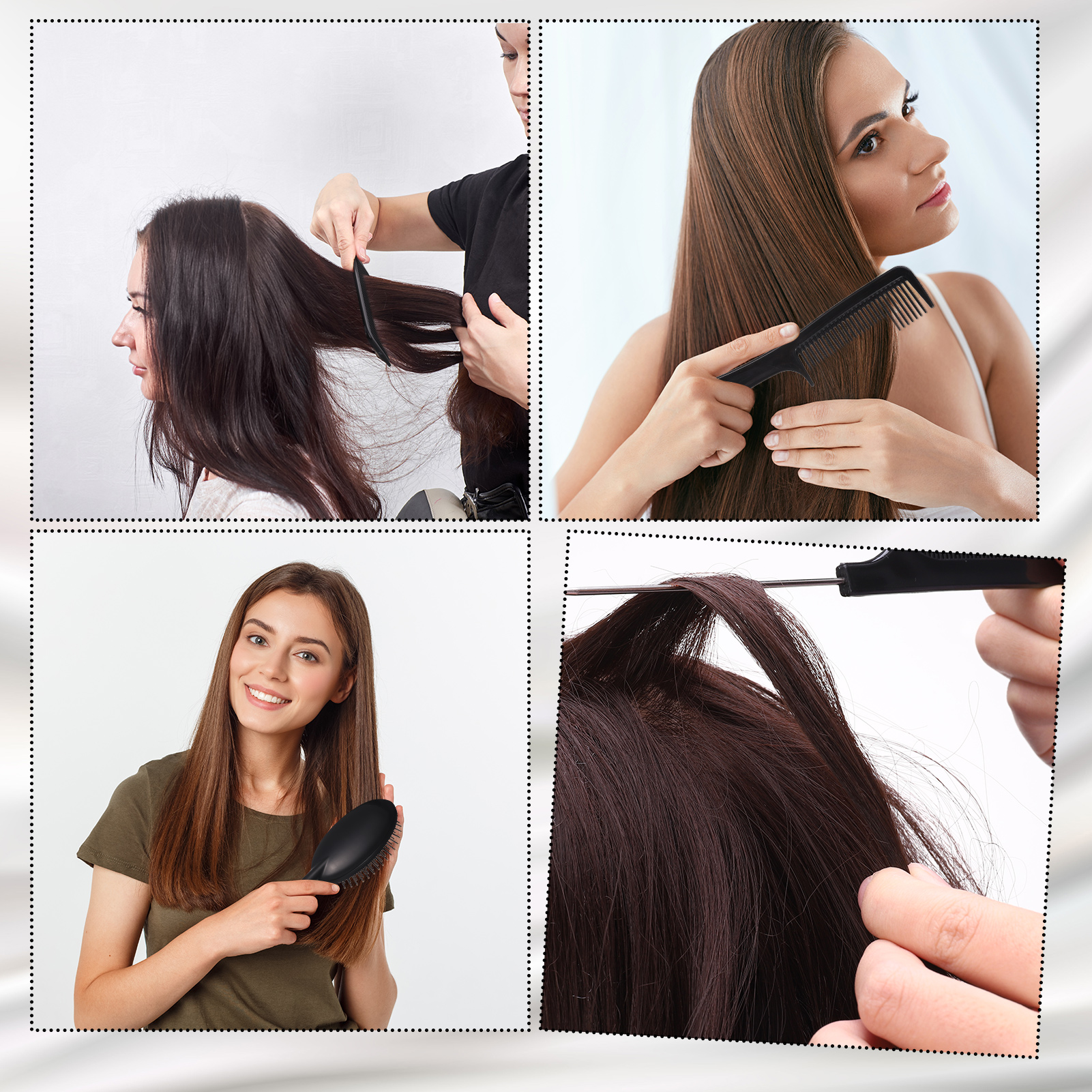 Abaima 7 Piece Styling Comb Set, Paddle Detangling Hairbrush Massage Roller Black Styling Hair Comb, Suitable for Straight Hair, Curly Hair, and All Hairstyles