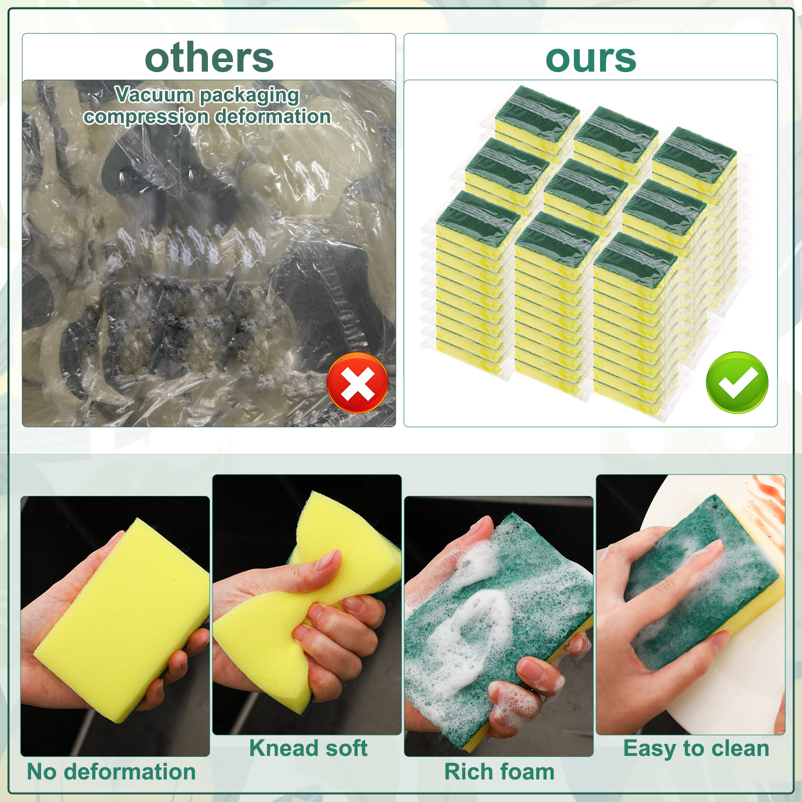 Armscye 90 Packs Dish Sponges Bulk, Individually Scrub Sponges, Uncompressed Wrapped Sponges, Non Scratch Dishes Scouring Pad for Kitchen Household Cleaning Dishes