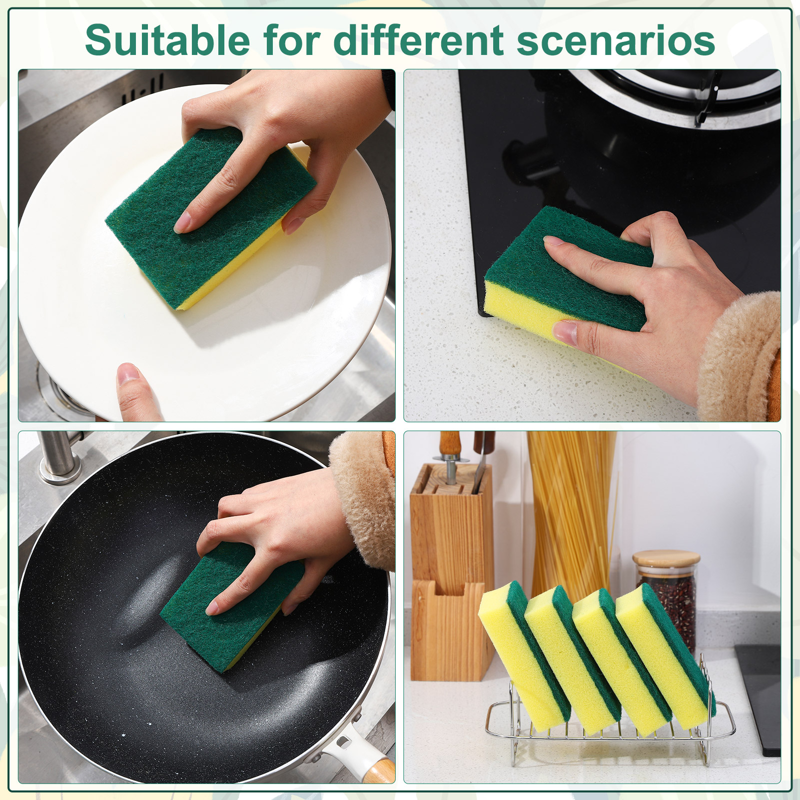 Armscye 90 Packs Dish Sponges Bulk, Individually Scrub Sponges, Uncompressed Wrapped Sponges, Non Scratch Dishes Scouring Pad for Kitchen Household Cleaning Dishes