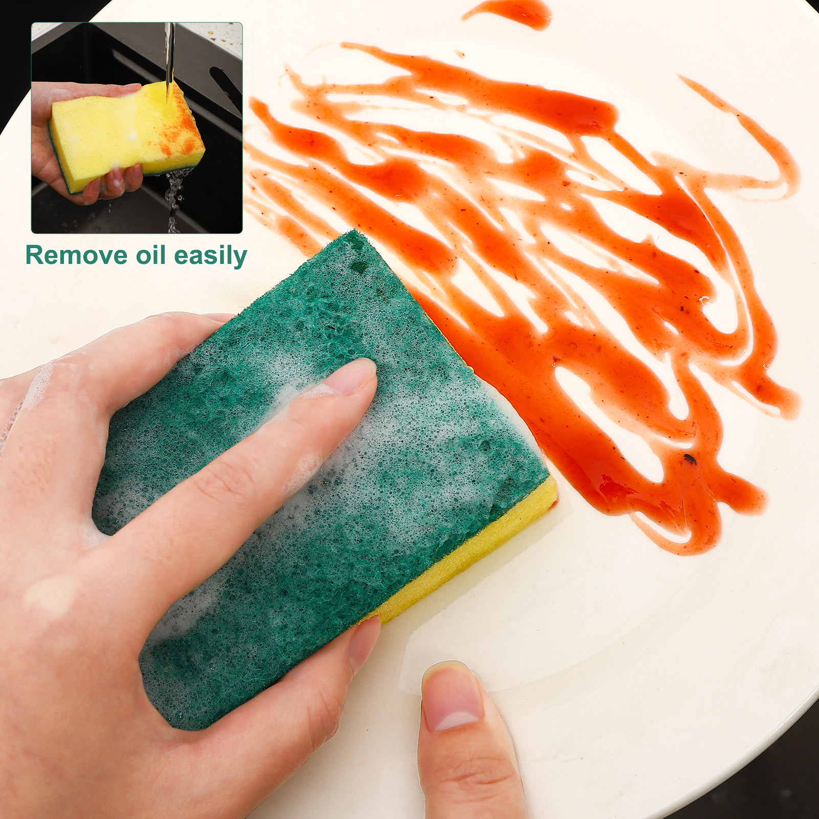 Armscye 90 Packs Dish Sponges Bulk, Individually Scrub Sponges, Uncompressed Wrapped Sponges, Non Scratch Dishes Scouring Pad for Kitchen Household Cleaning Dishes