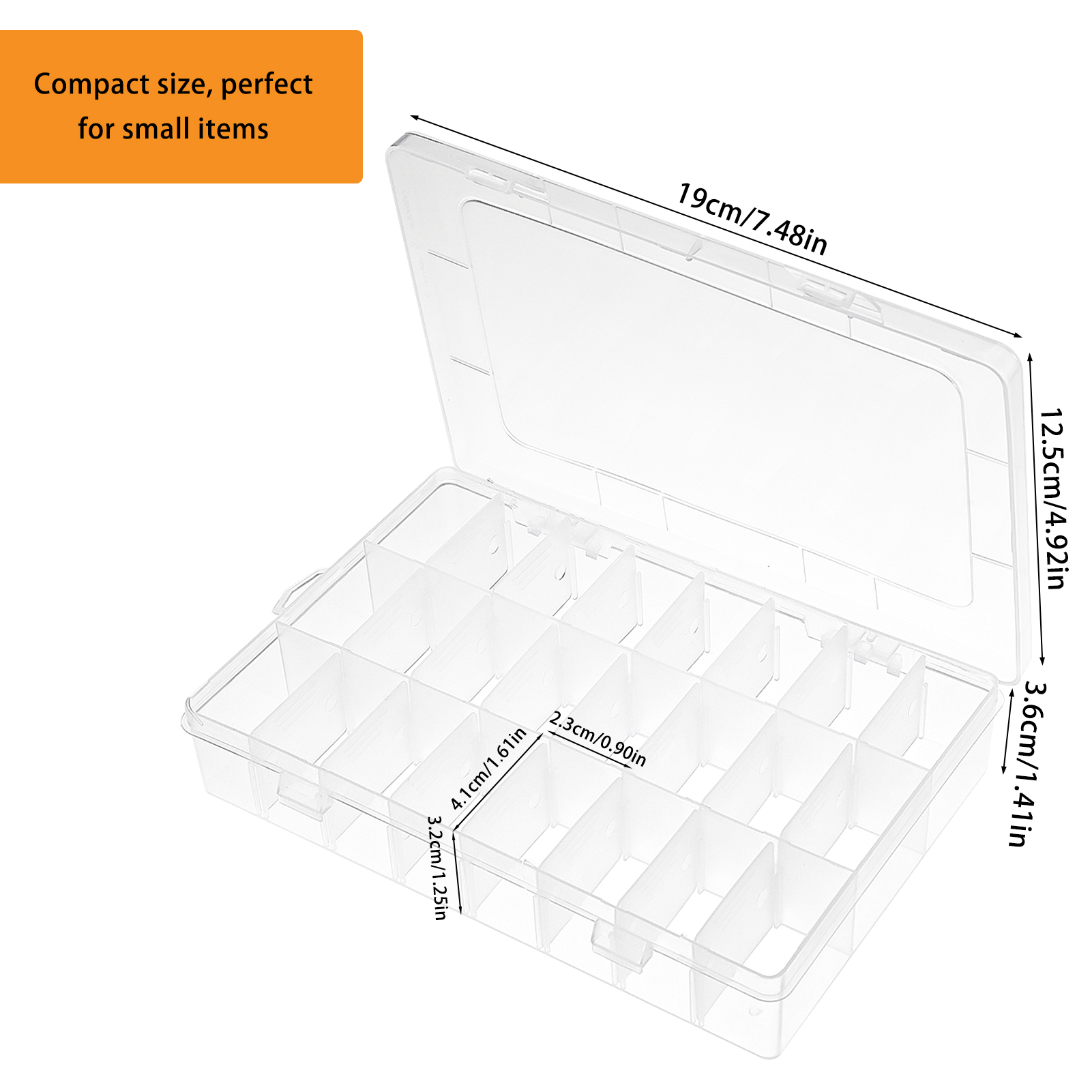 Armscye 4 Pack Bead Organizers - 24 Grids Small Plastic Jewelry Storage Box with Removable Dividers & Transparent Lid, Stackable Craft Organizer for Beads, Earrings, DIY Supplies, and Travel Storage