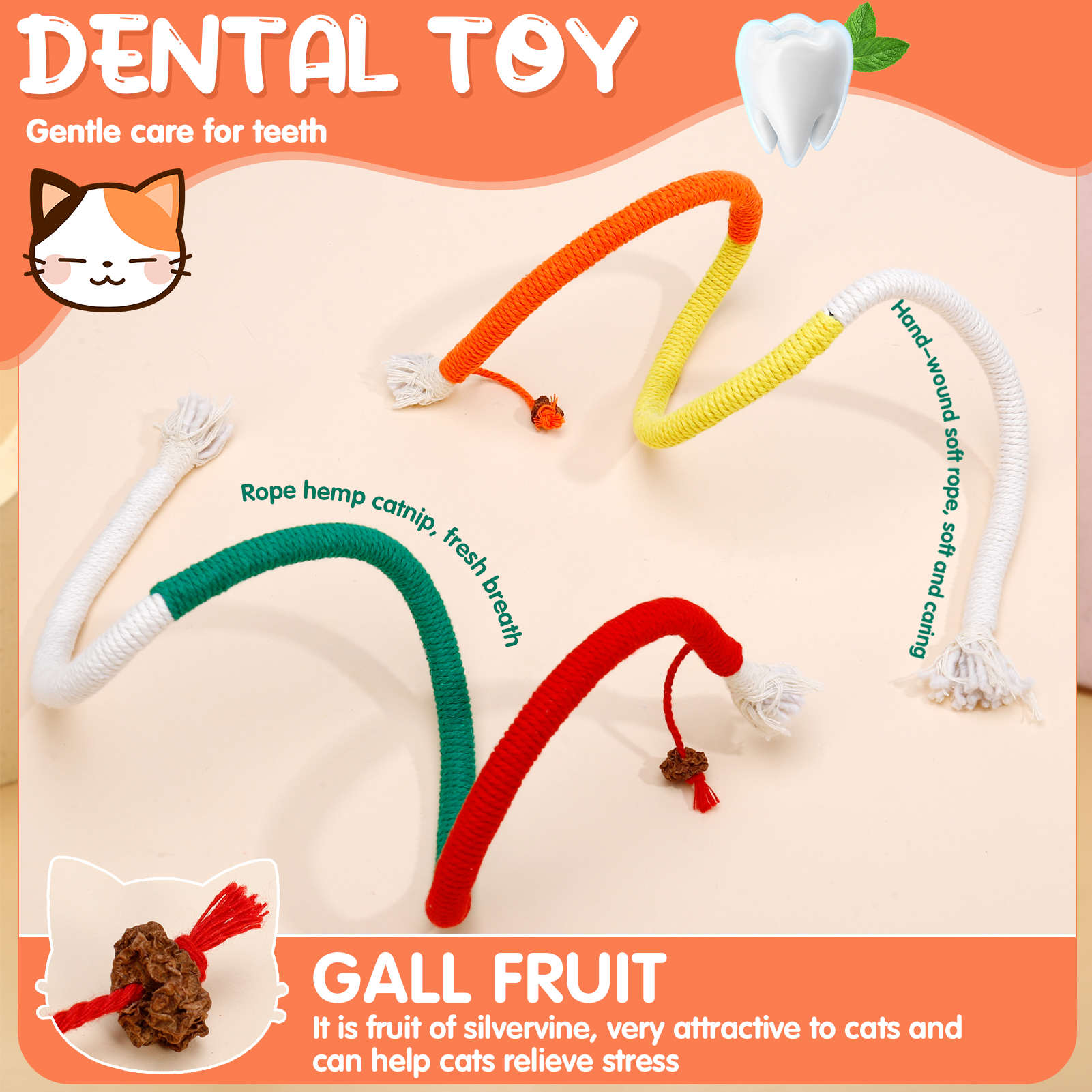 shuaien 4 Pack Rope Cat Toys for Indoor Cats, 27.56 Inches Kitty Chew Toys, Interactive Cat String Toy, Catnip Chew Toys for Teeth Cleaning