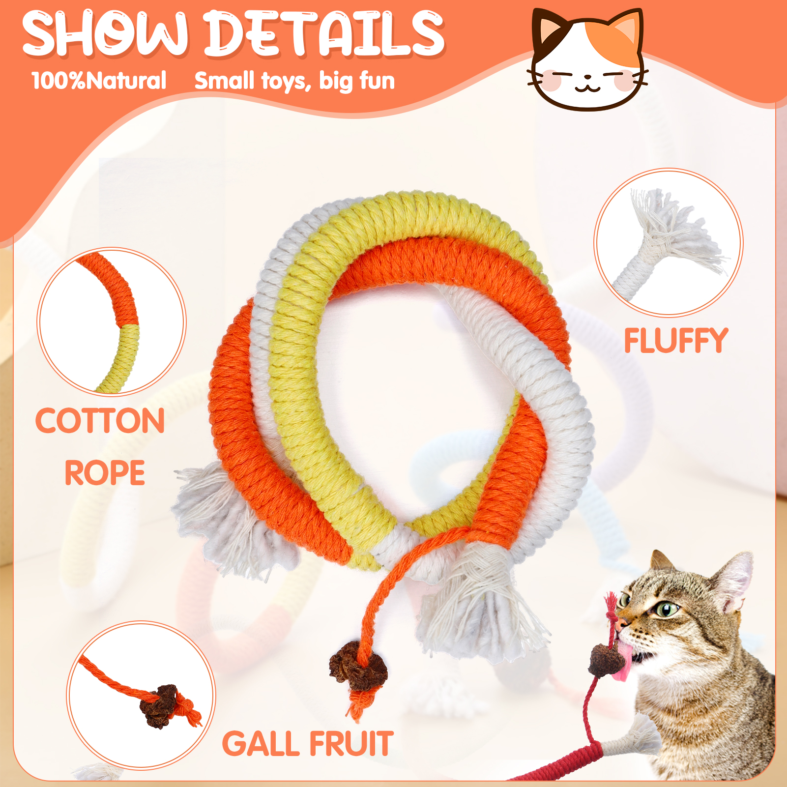 shuaien 4 Pack Rope Cat Toys for Indoor Cats, 27.56 Inches Kitty Chew Toys, Interactive Cat String Toy, Catnip Chew Toys for Teeth Cleaning