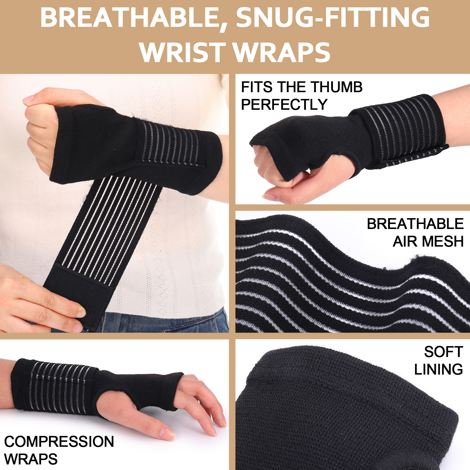 Abaima 4 Pairs Wrist Brace for Carpal Tunnel, Wrist Support with Adjustable Elastic Strap for Left and Right Hand, Hand Wraps for Carpal Tunnel, Arthritis, Tendonitis Pain Relief