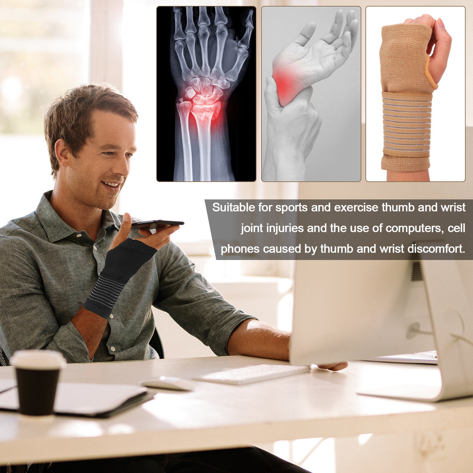 Abaima 4 Pairs Wrist Brace for Carpal Tunnel, Wrist Support with Adjustable Elastic Strap for Left and Right Hand, Hand Wraps for Carpal Tunnel, Arthritis, Tendonitis Pain Relief