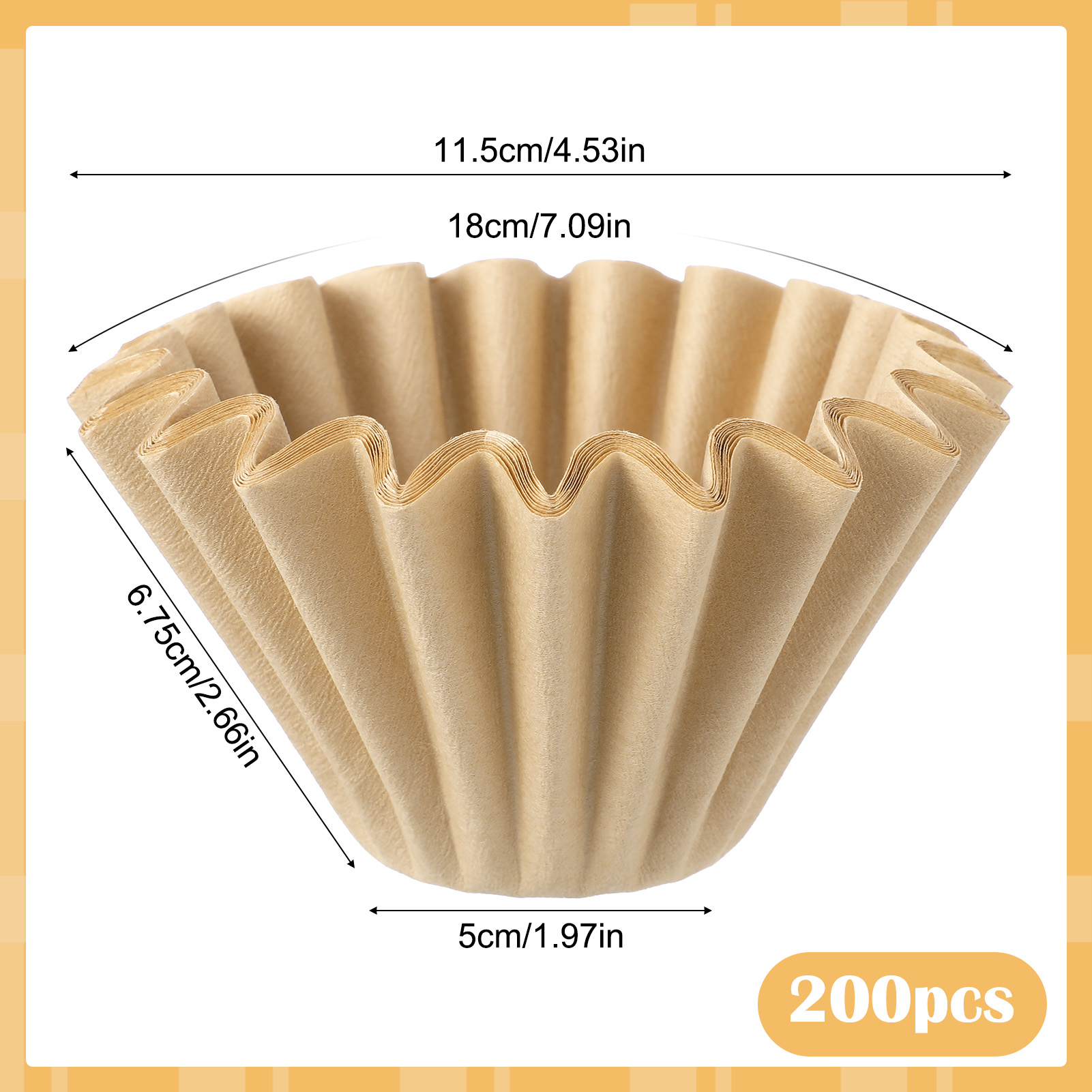 AOWOO 200 Pack 2-5 Cup Coffee Filters, Unbleached Coffee Filters, Basket Paper Coffee Filters, Thicken Natural Coffee Filter Basket for Commercial, Home Coffee Maker, Pour Over Coffee Kit