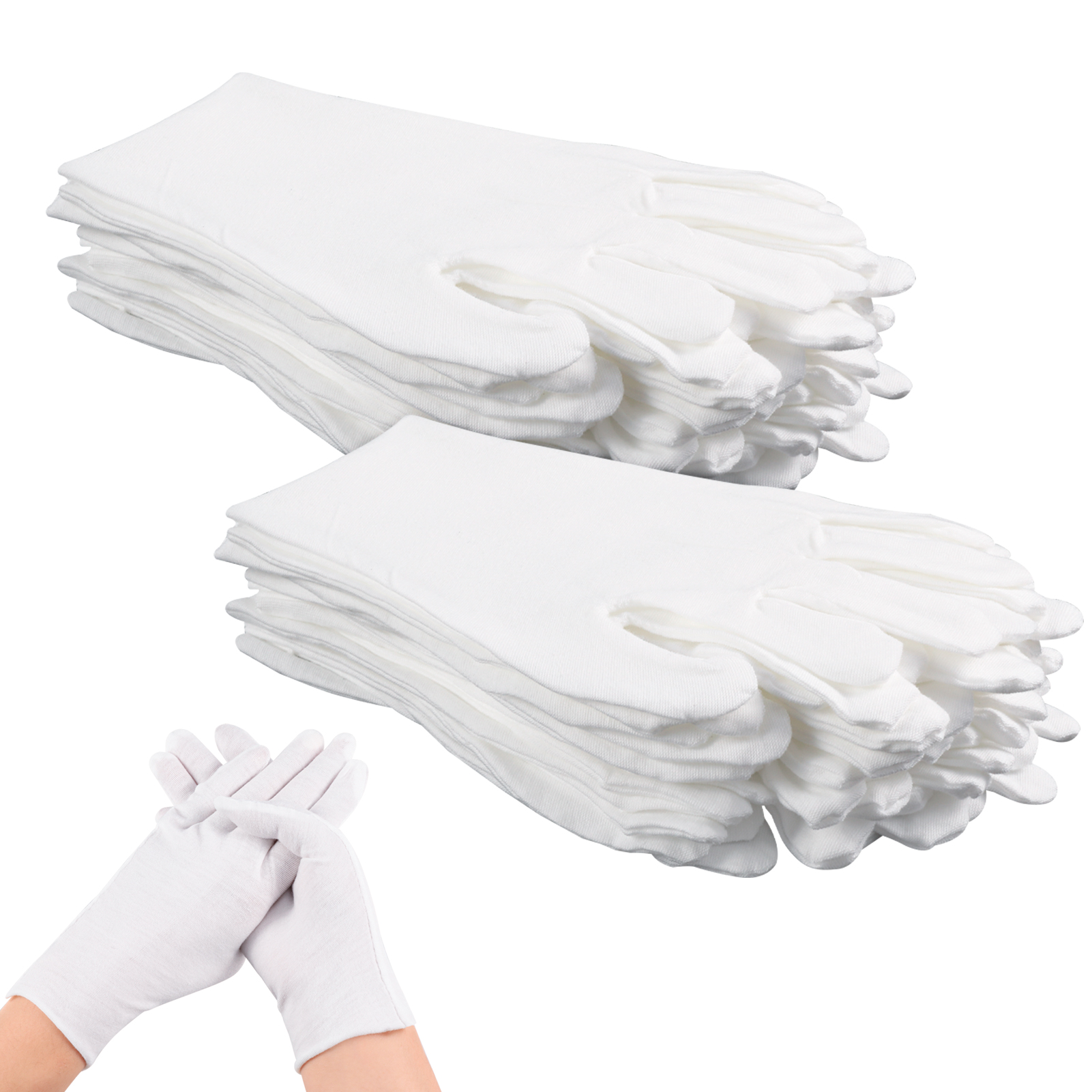 Bocaoying 30 Pcs White Cotton Gloves for Dry Hand Sleeping, Eczema Moisturizing Gloves for Men and Women, Washable Premium Cotton Gloves for Coin Jewelry Silver Inspection