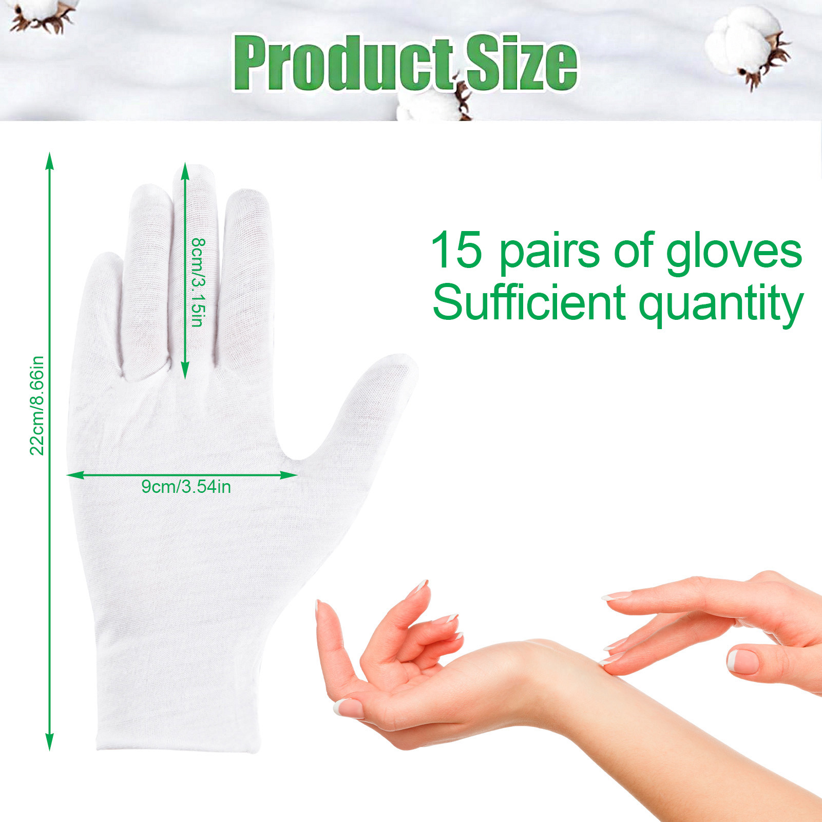 Bocaoying 30 Pcs White Cotton Gloves for Dry Hand Sleeping, Eczema Moisturizing Gloves for Men and Women, Washable Premium Cotton Gloves for Coin Jewelry Silver Inspection