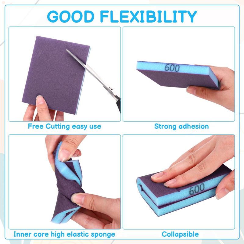 Armscye 10 Different Specifications Sanding Sponge, Sandpaper Sponge Sanding Blocks, Washable and Reusable Sand Pads for Drywall Metal Glasses Wood and Wall