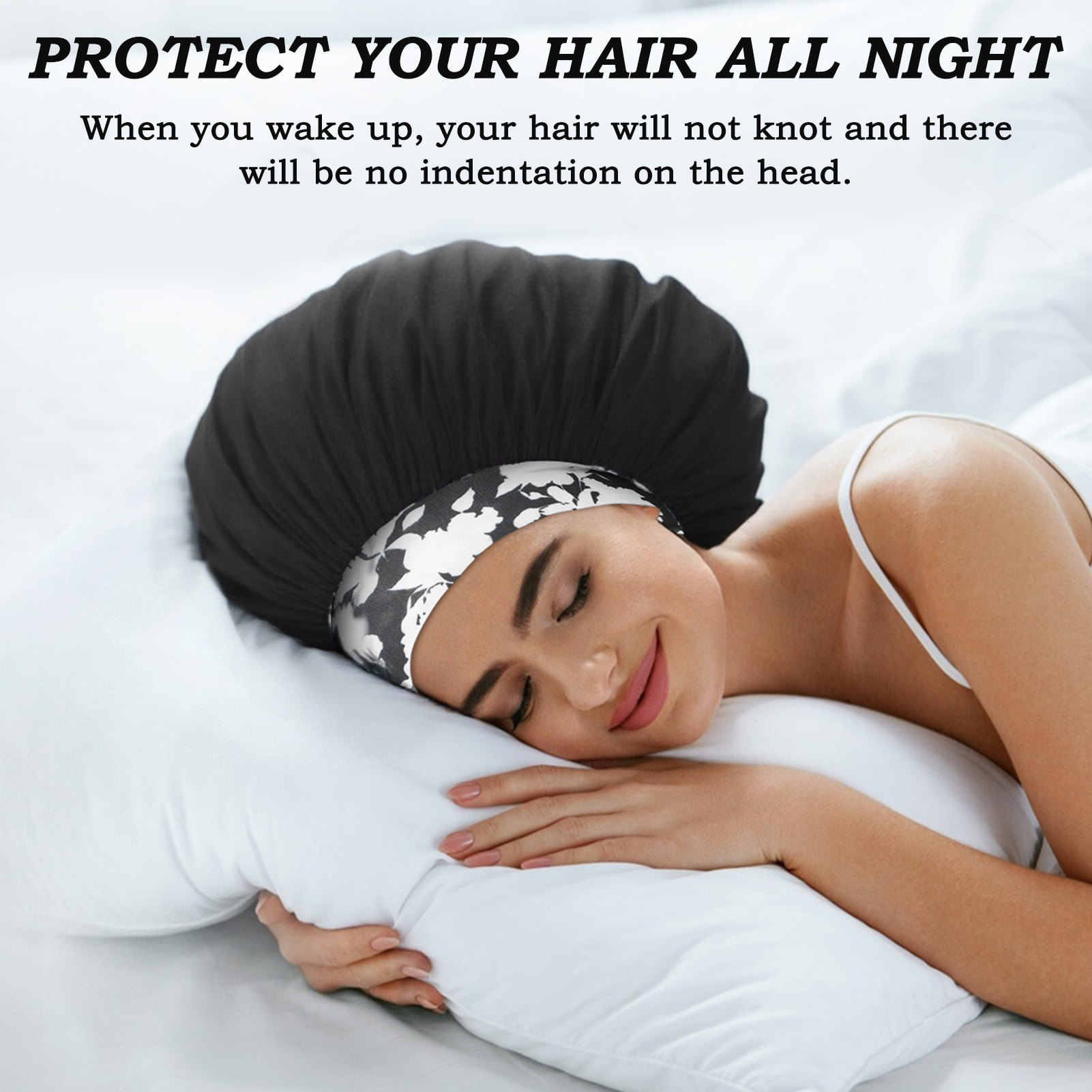 Abaima 3 Pcs Satin Hair Bonnet For Sleeping, Sleeping Bonnet With Printed Wide Headbands Red Black Blue Satin Caps For Women Large Bonnet Hairwrap Slumber Caps